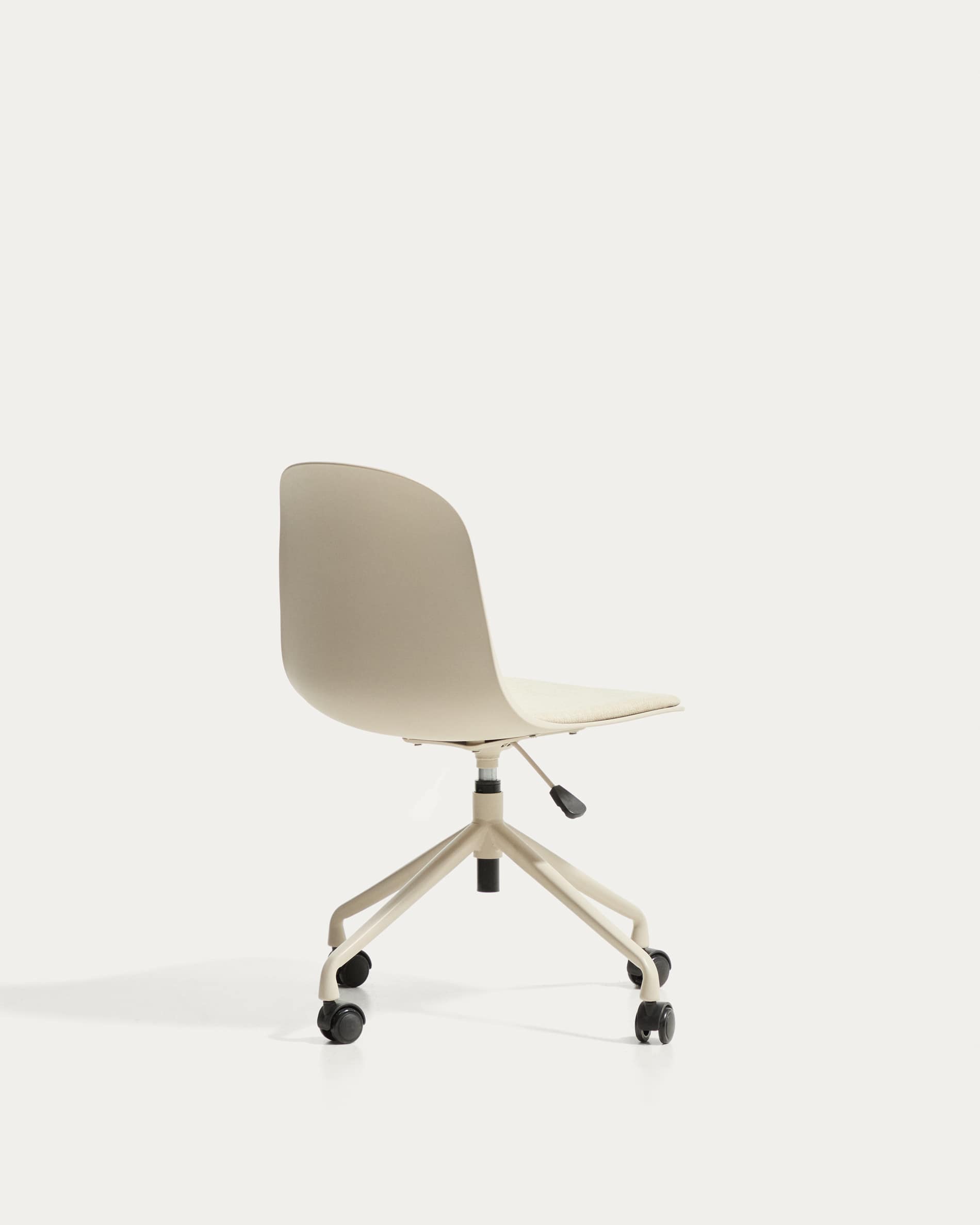Debari desk chair with chenille cushion and beige-finish steel legs