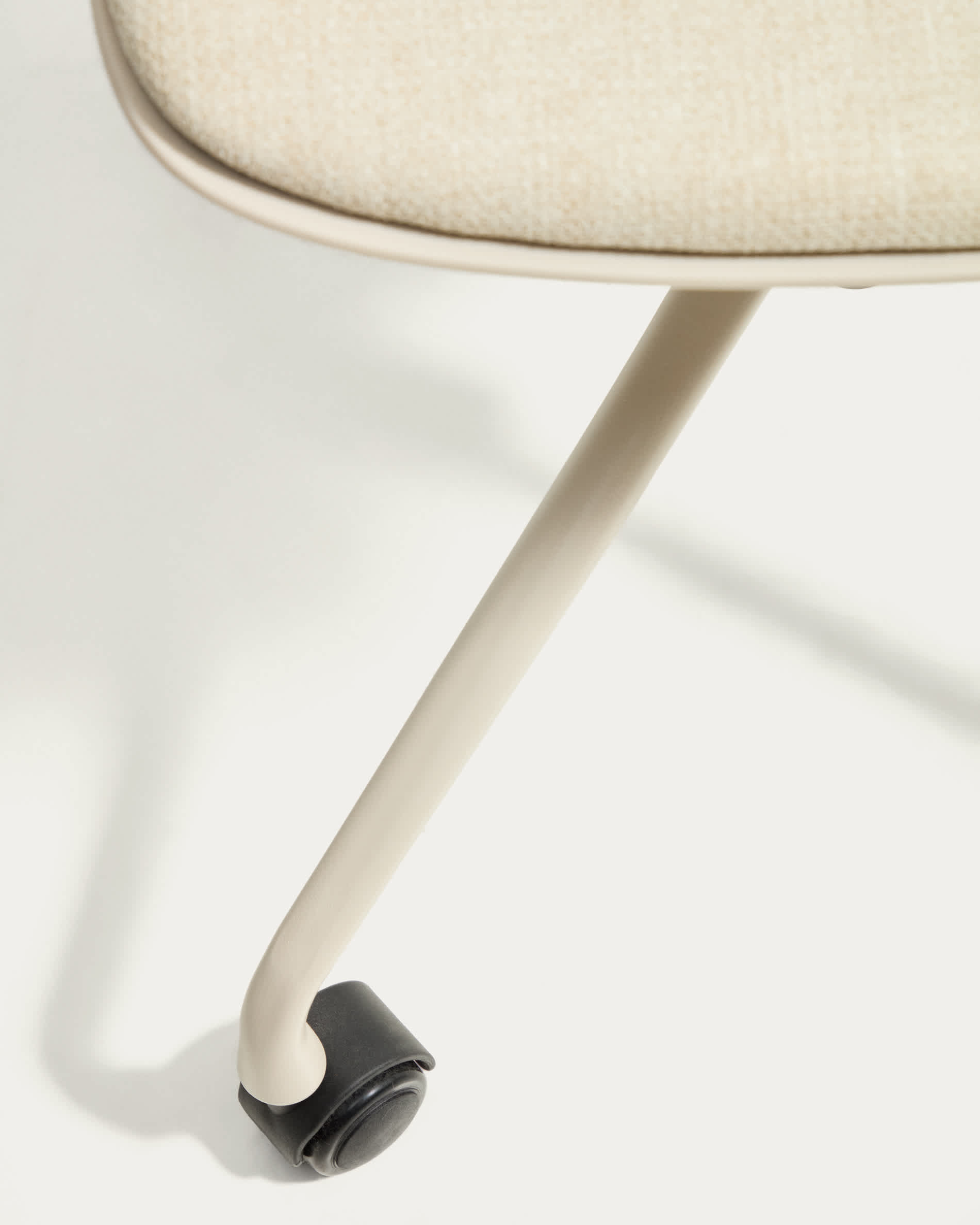 Debari desk chair with chenille cushion and beige-finish steel legs