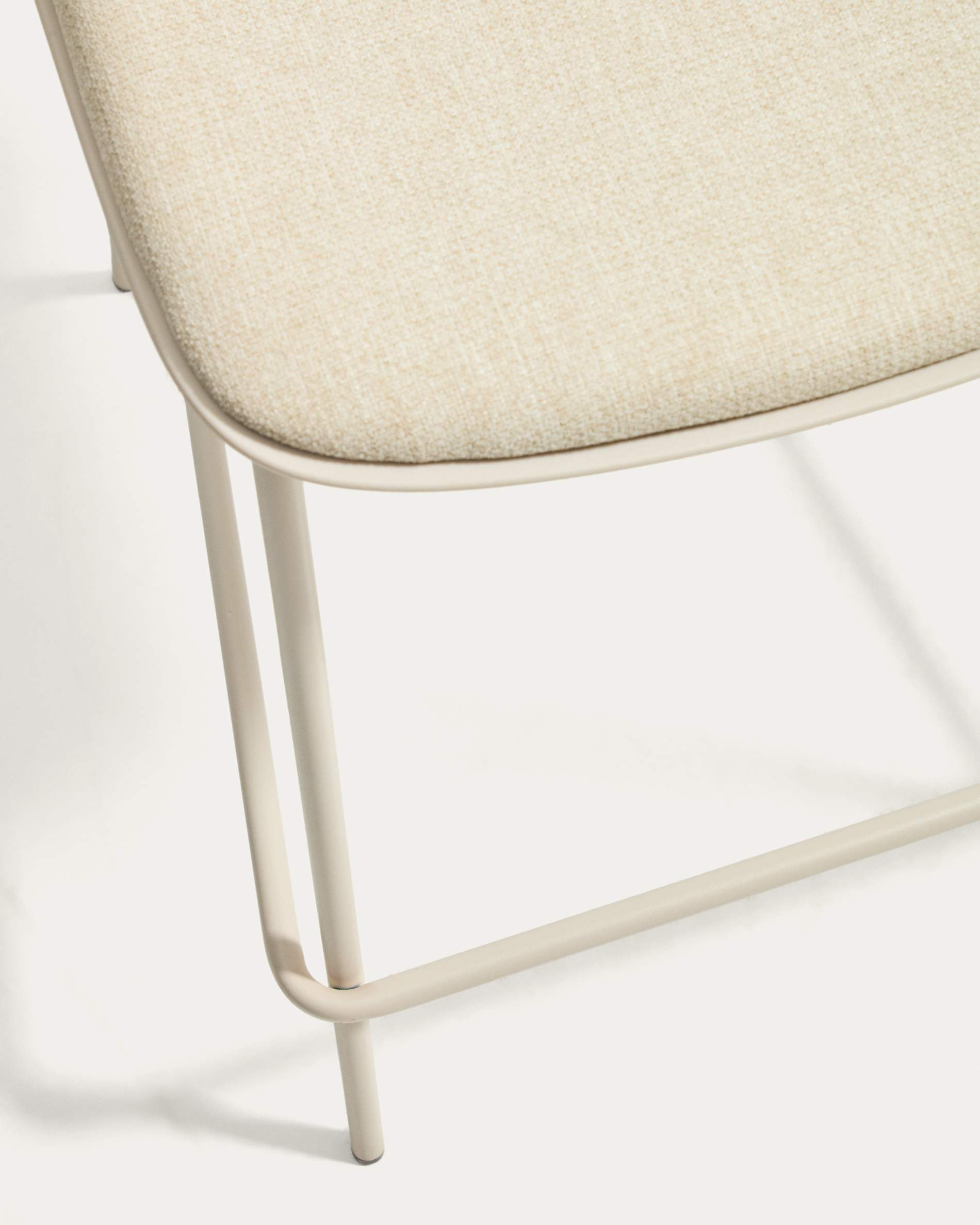 Debari stool with chenille cushion and beige-finish steel legs 65 cm