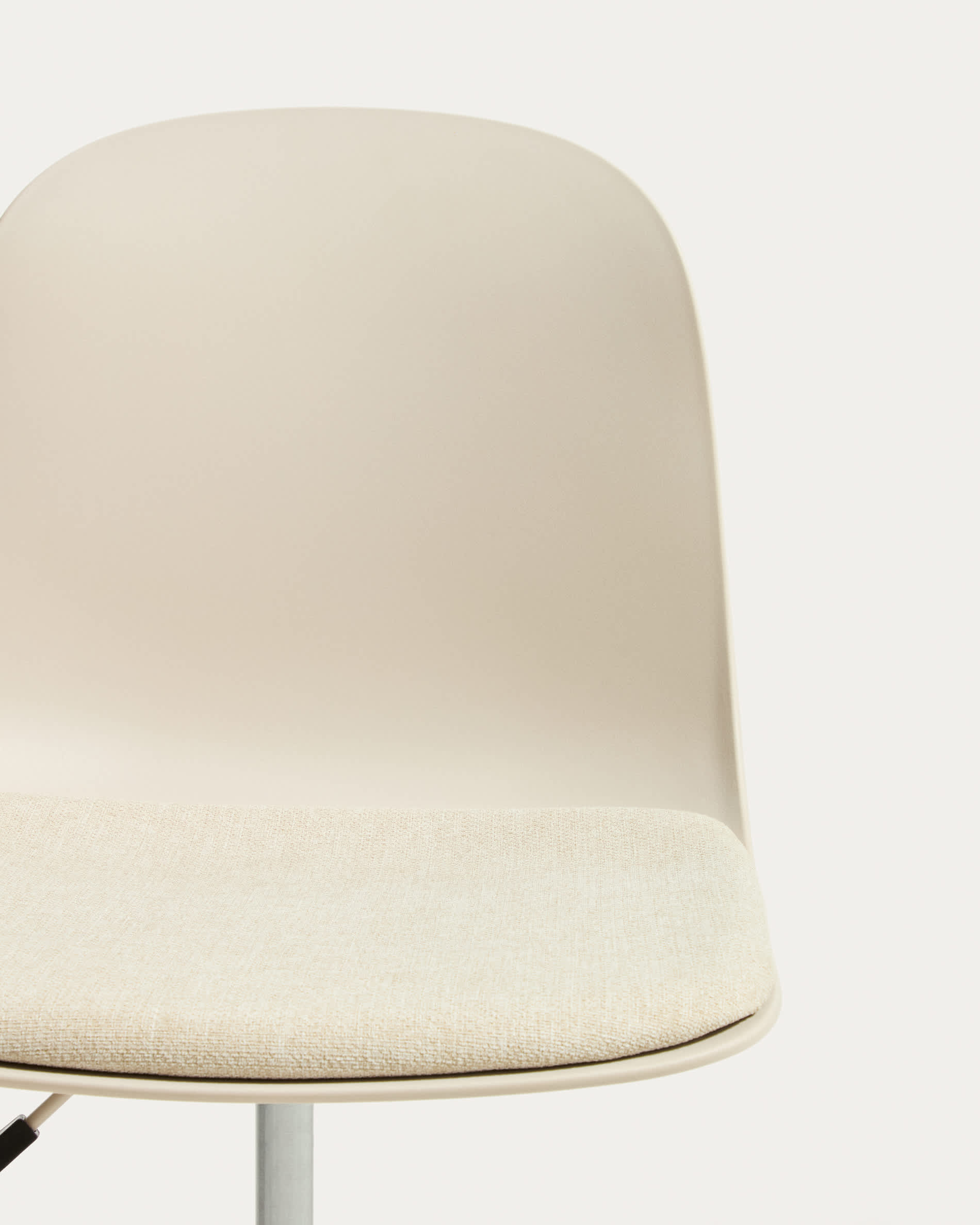 Debari desk chair with chenille cushion and beige-finish steel legs