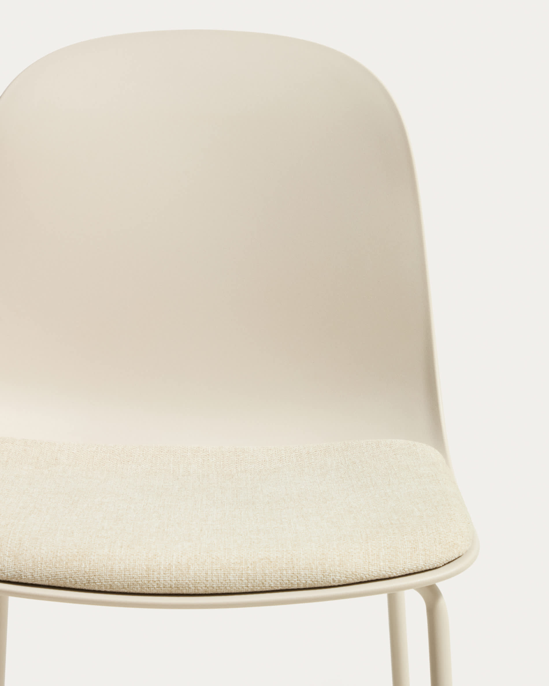 Debari stool with chenille cushion and beige-finish steel legs 65 cm