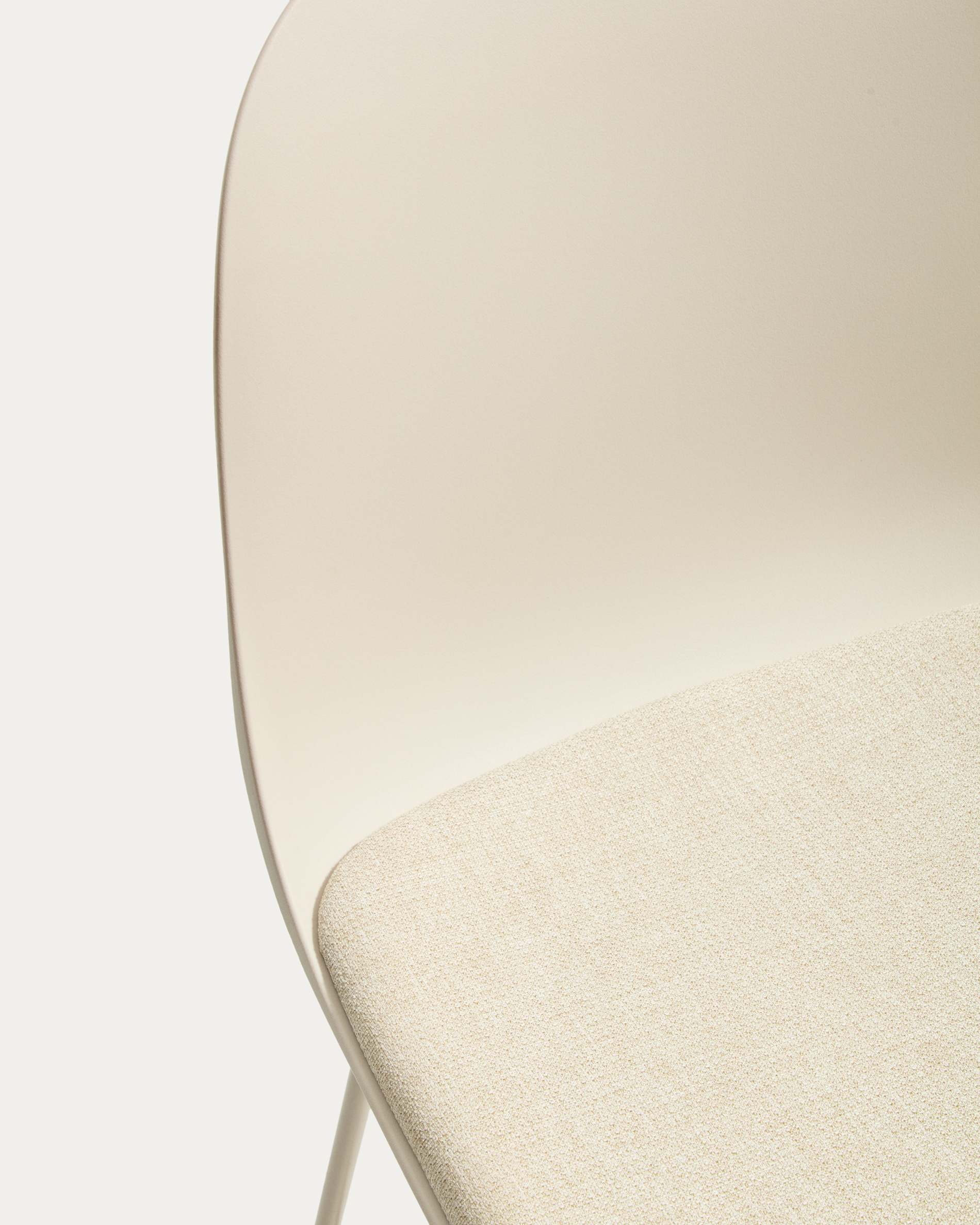 Debari stool with chenille cushion and beige-finish steel legs 65 cm