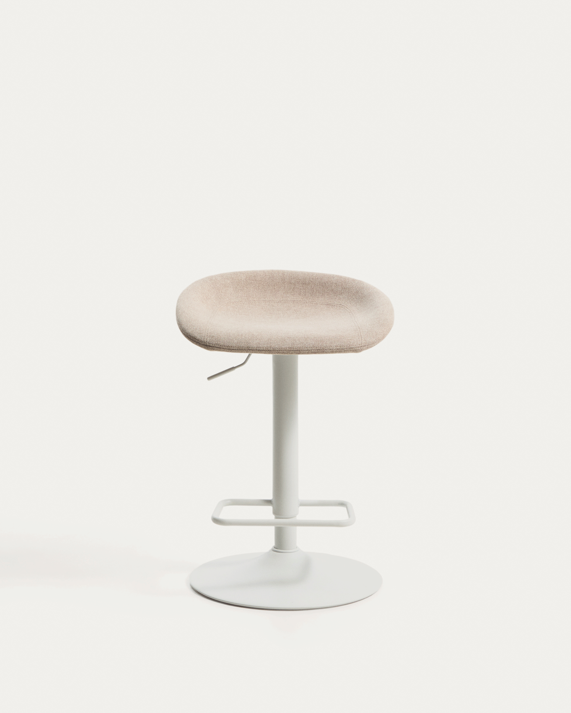 Danua stool in beige chenille and matte white steel 68-89 cm FSC 100%