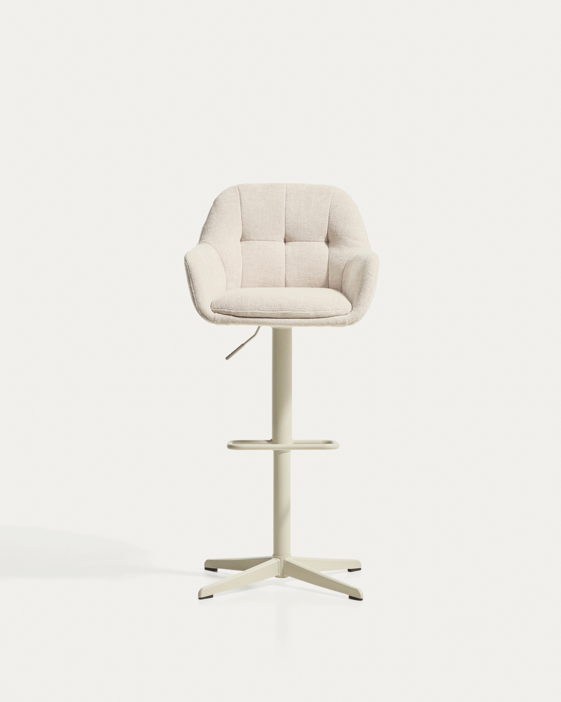 Dorina beige chenille swivel stool with beige-finish steel legs