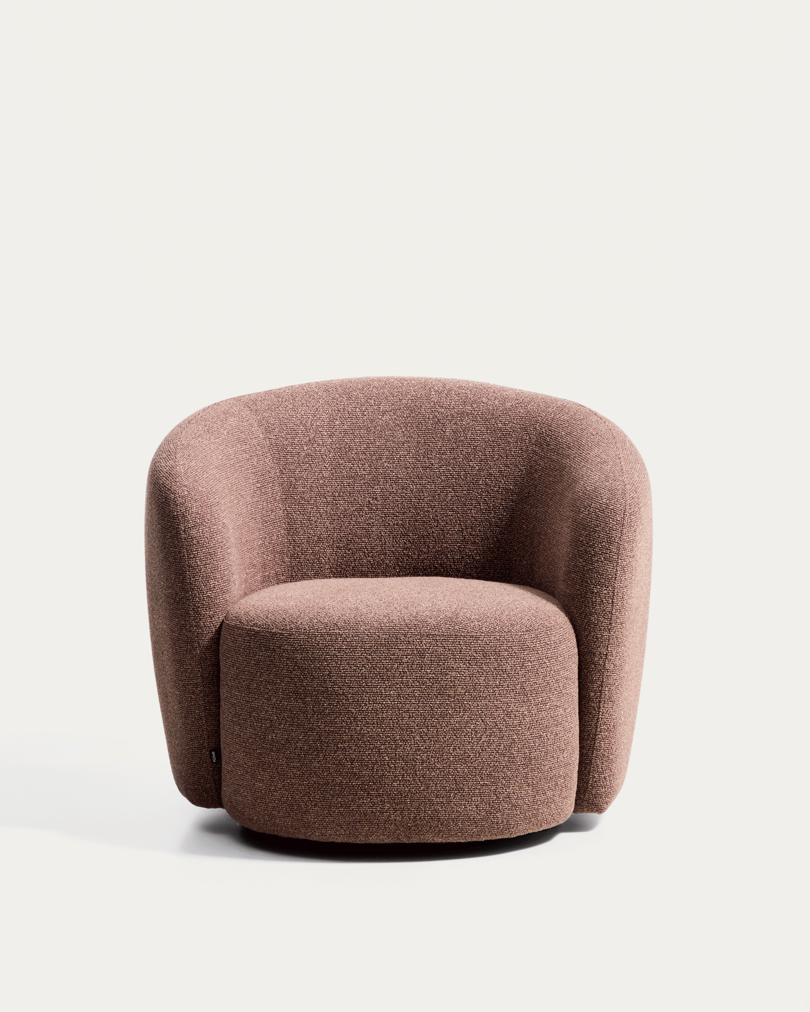 Odenia swivel armchair in brown micro bouclé
