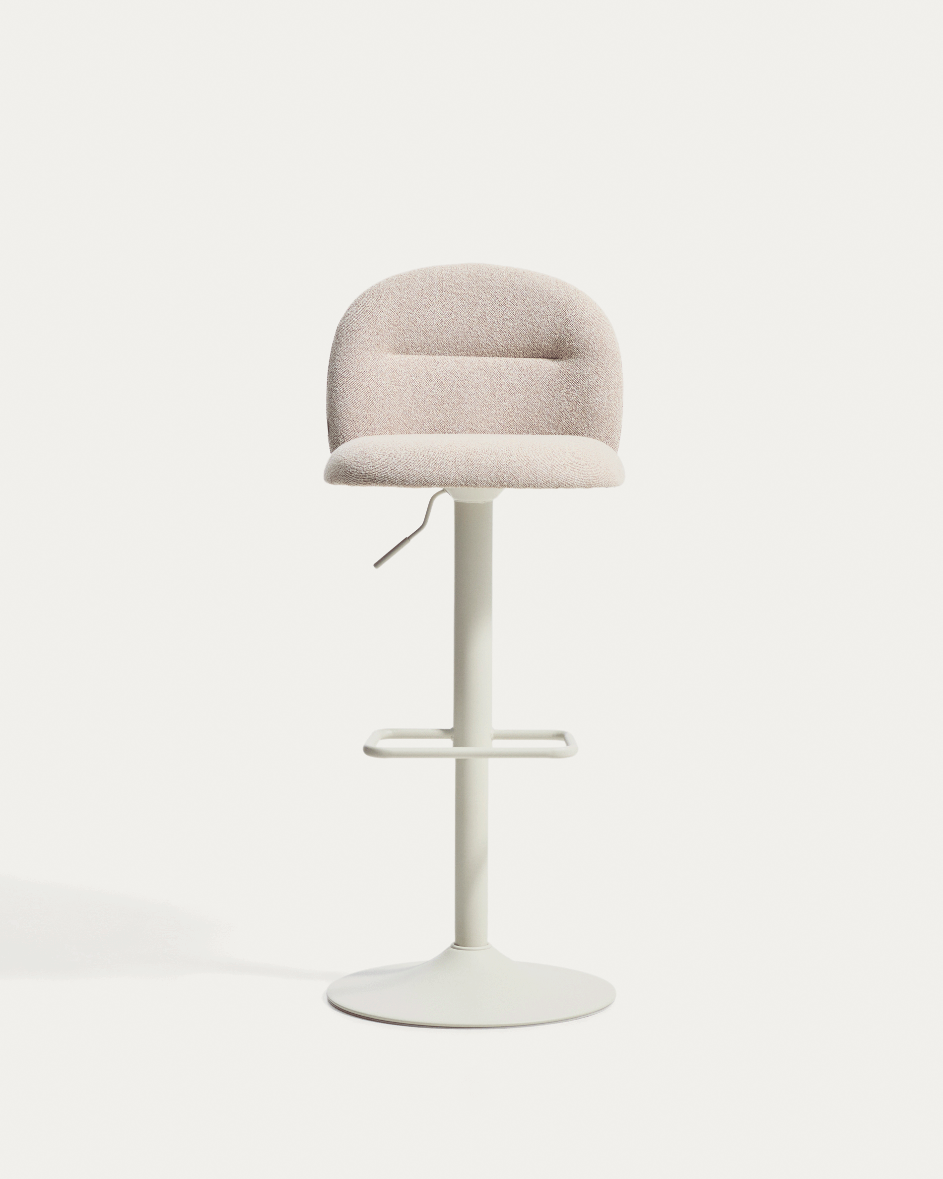 Arino beige chenille stool with beige metal legs 65cm FSC 100%