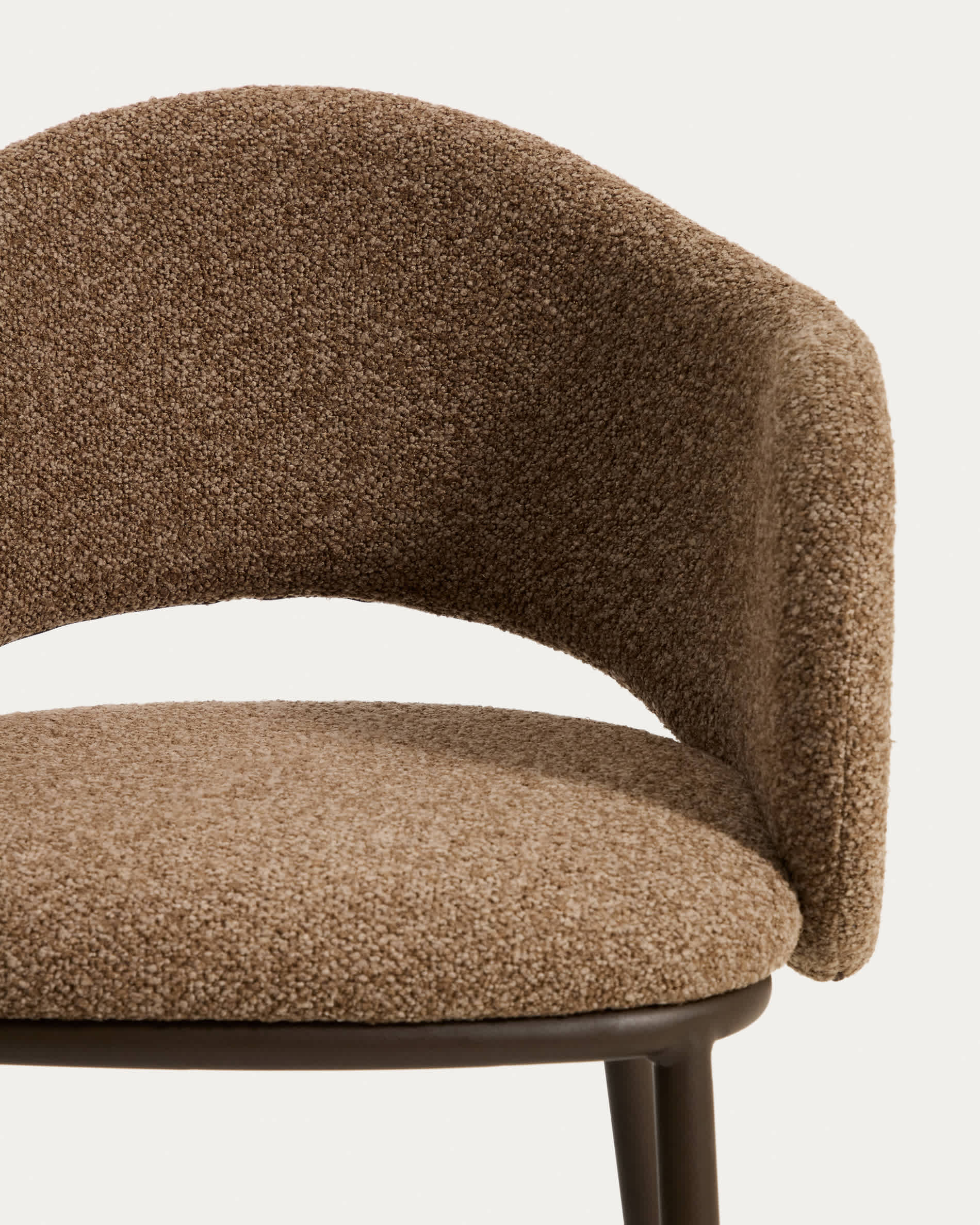 Maina stool in thick brown chenille with steel legs in a brown finish, FSC Mix Credit, 65 cm