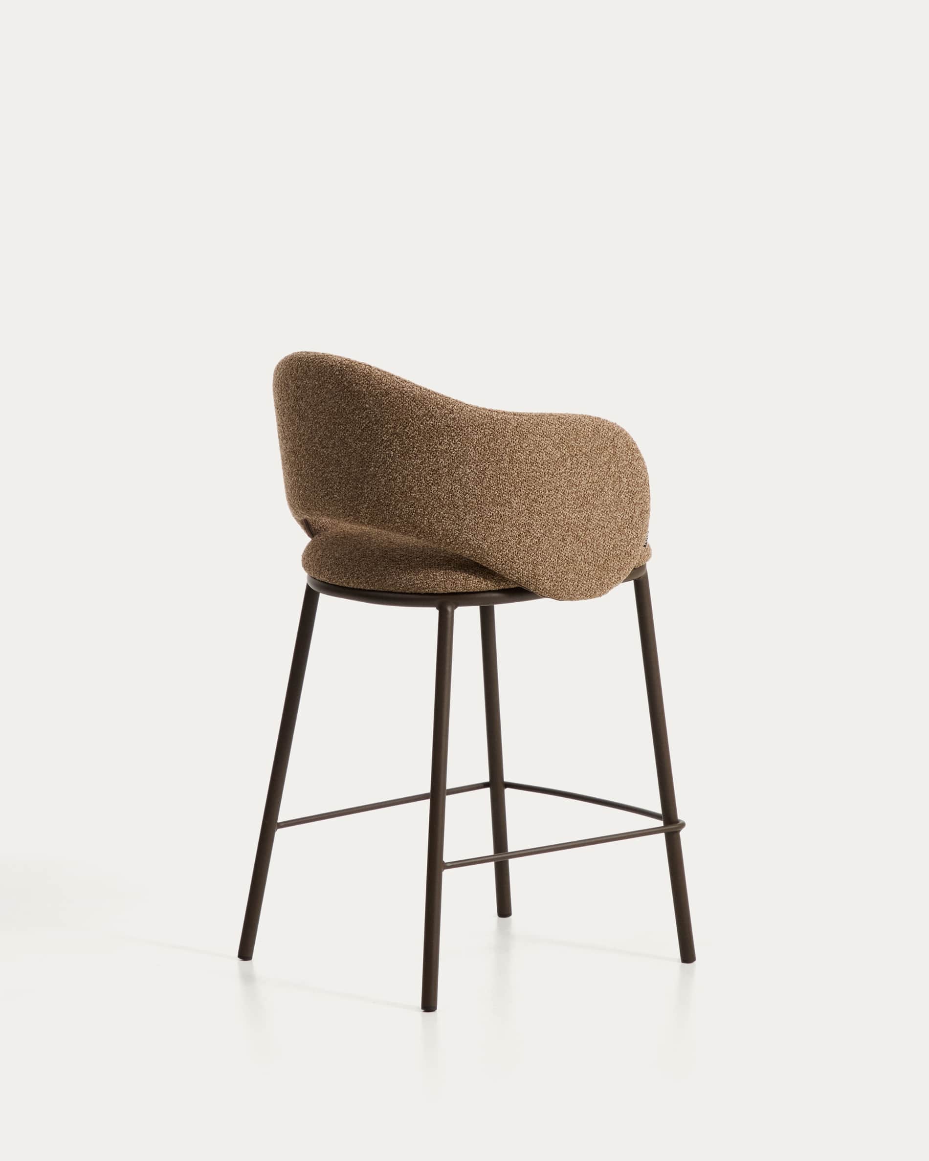 Maina stool in thick brown chenille with steel legs in a brown finish, FSC Mix Credit, 65 cm