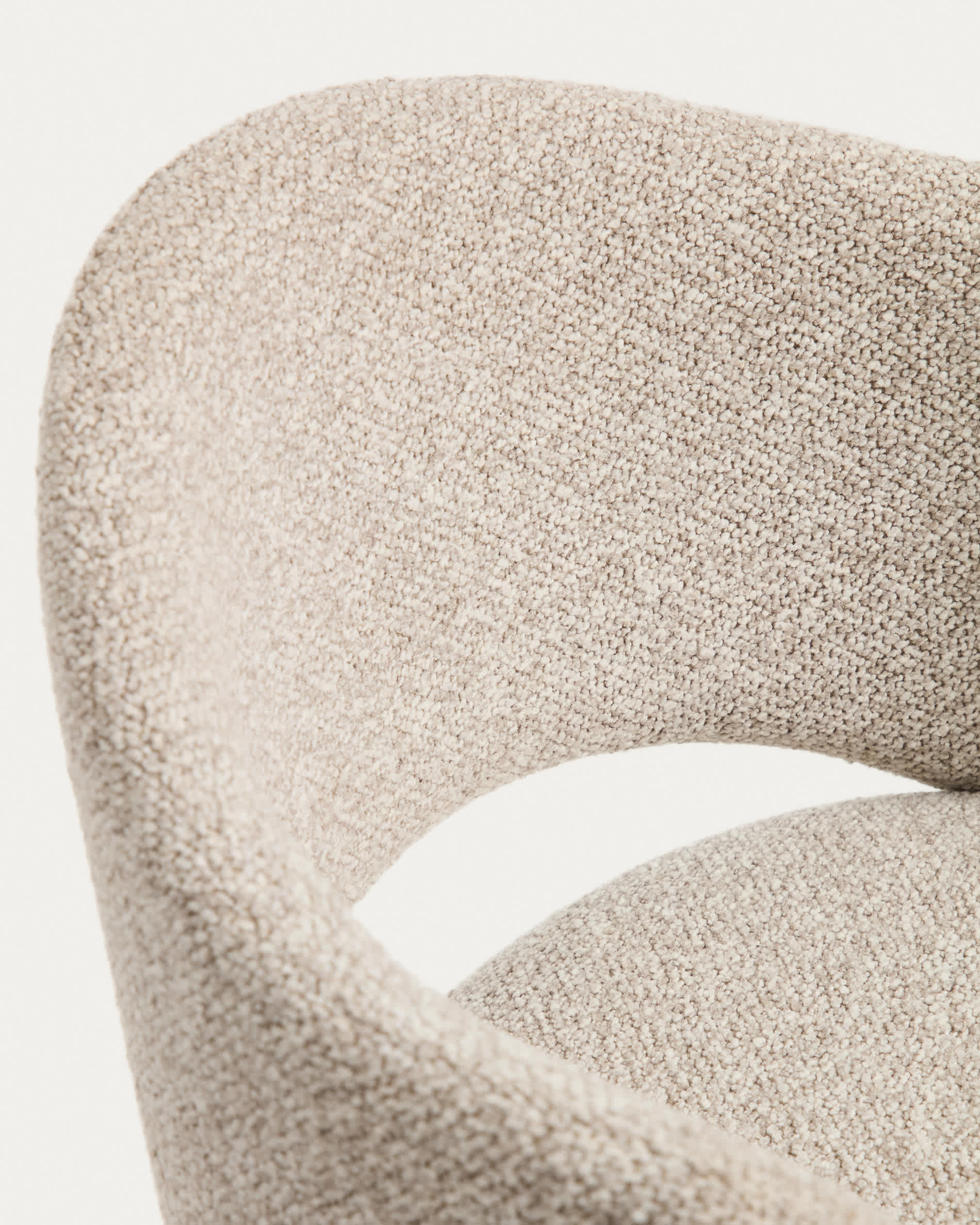 Maina stool in thick beige chenille with steel legs in a black finish, FSC Mix Credit, 65 cm