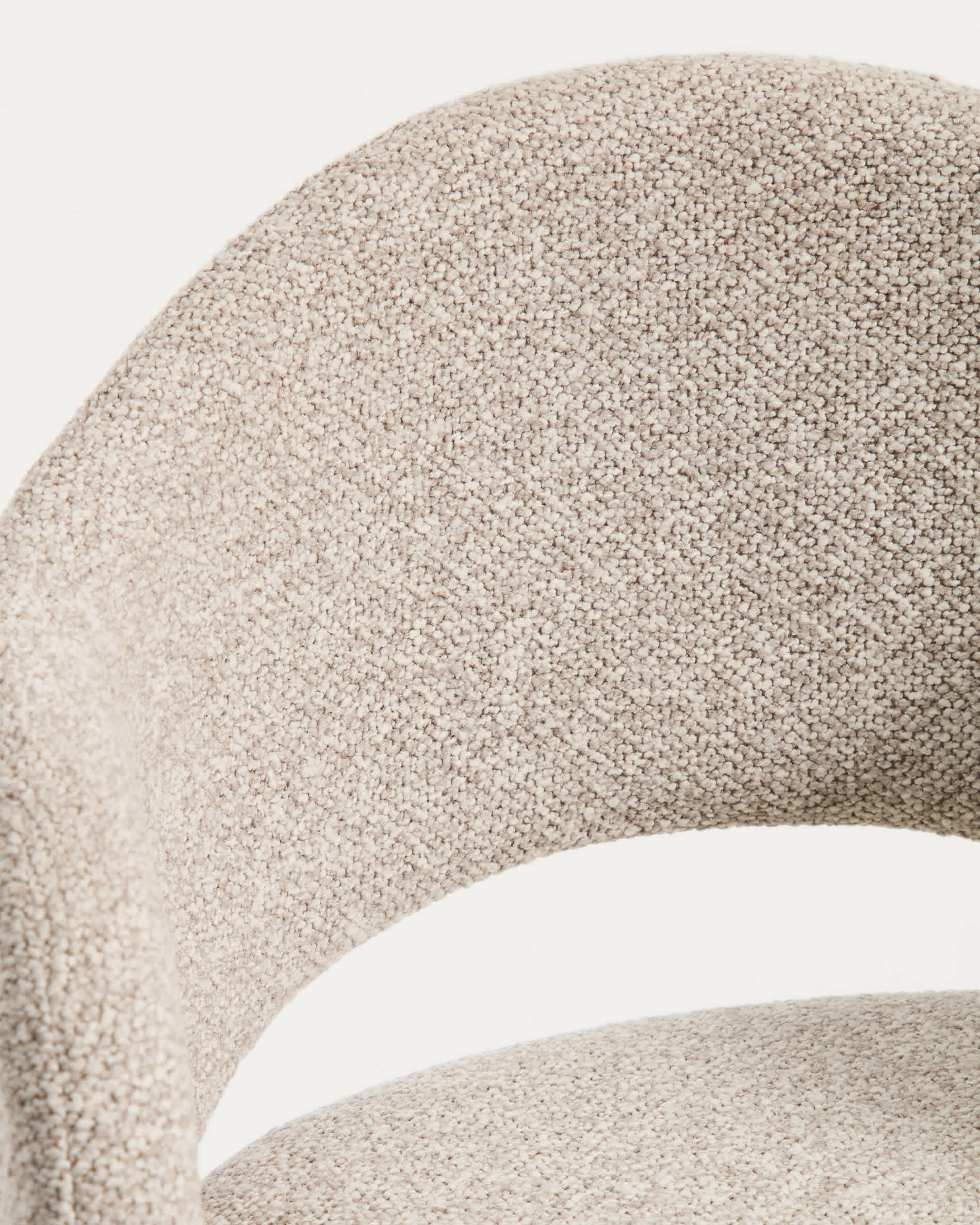 Maina stool in thick beige chenille with steel legs in a black finish, FSC Mix Credit, 65 cm