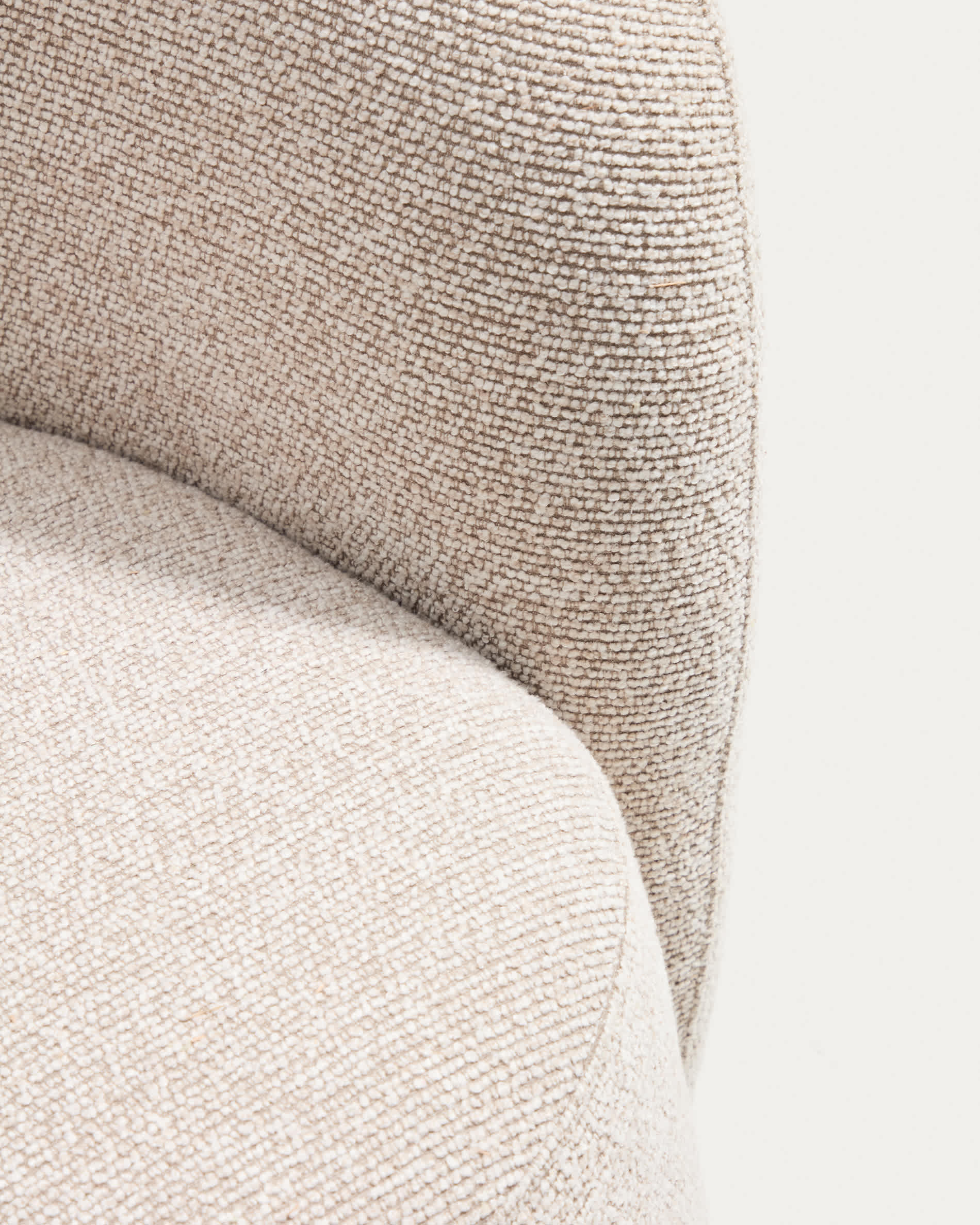 Odenia fire-retardant swivel armchair in beige micro bouclé