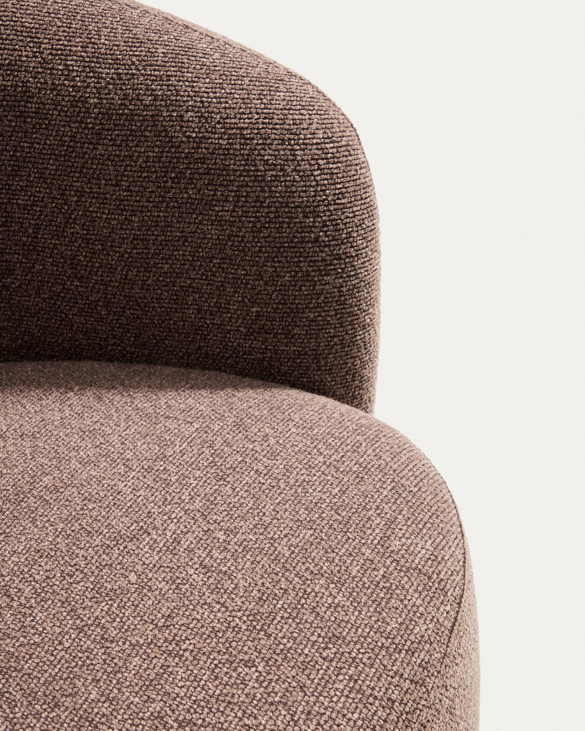 Odenia fire-retardant swivel armchair in brown micro bouclé