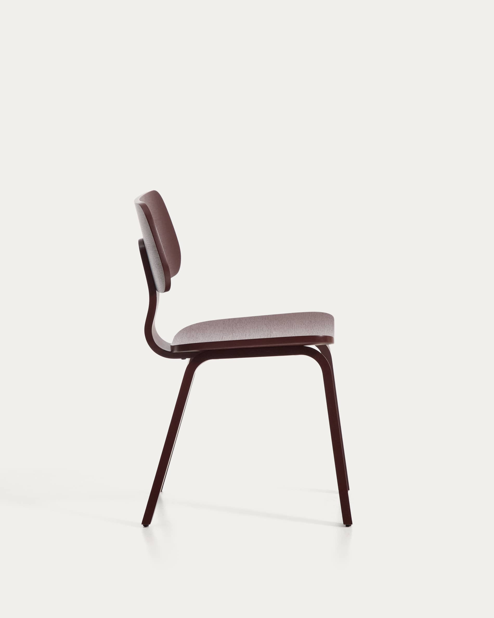 Gena chair in oak veneer with burgundy finish