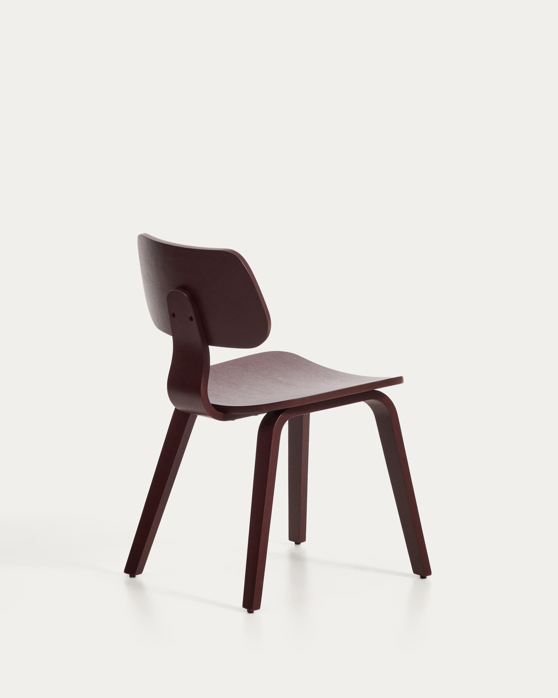 Gena chair in oak veneer with burgundy finish