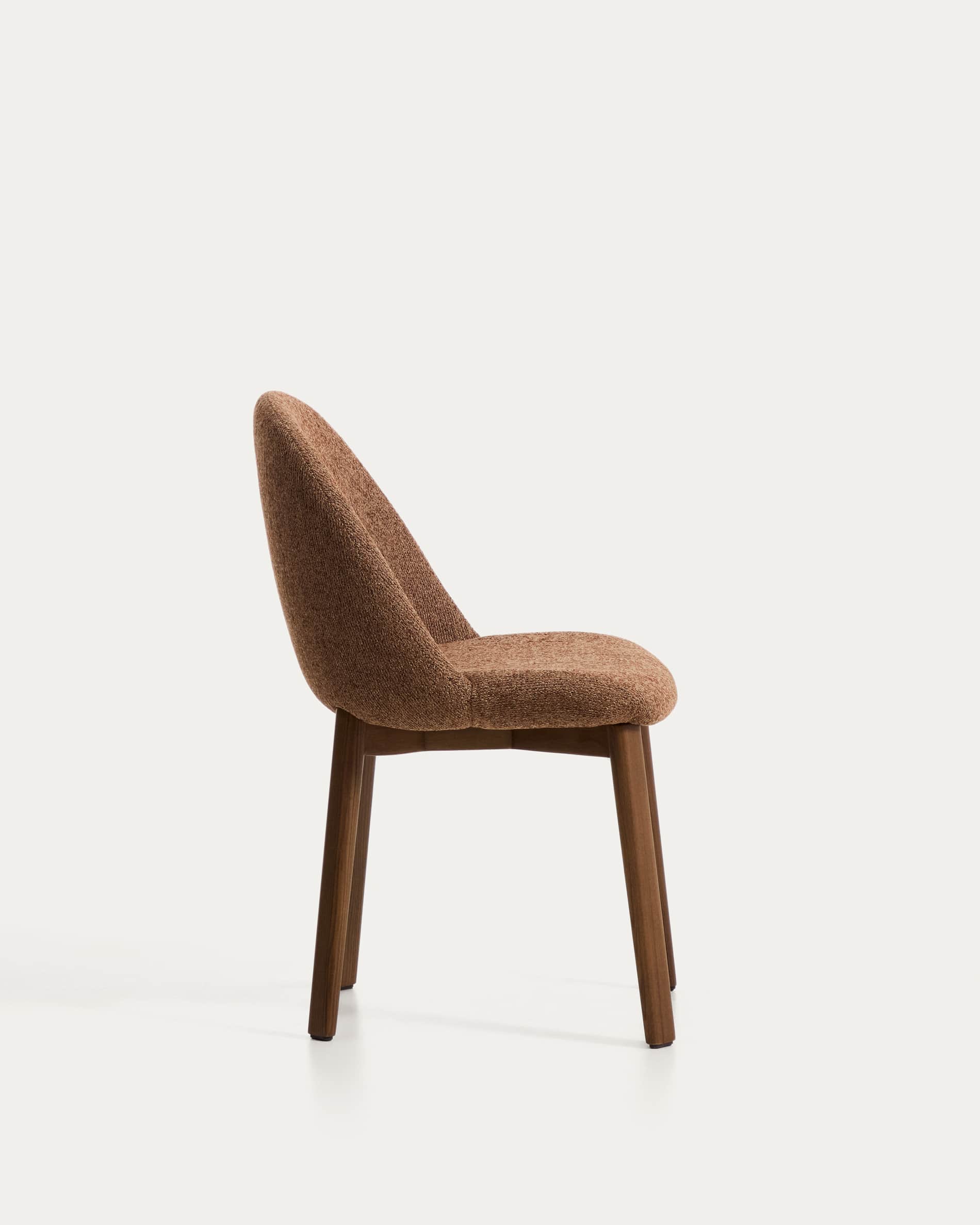 Meila chair in terracotta chenille with legs in solid ash wood with walnut finish