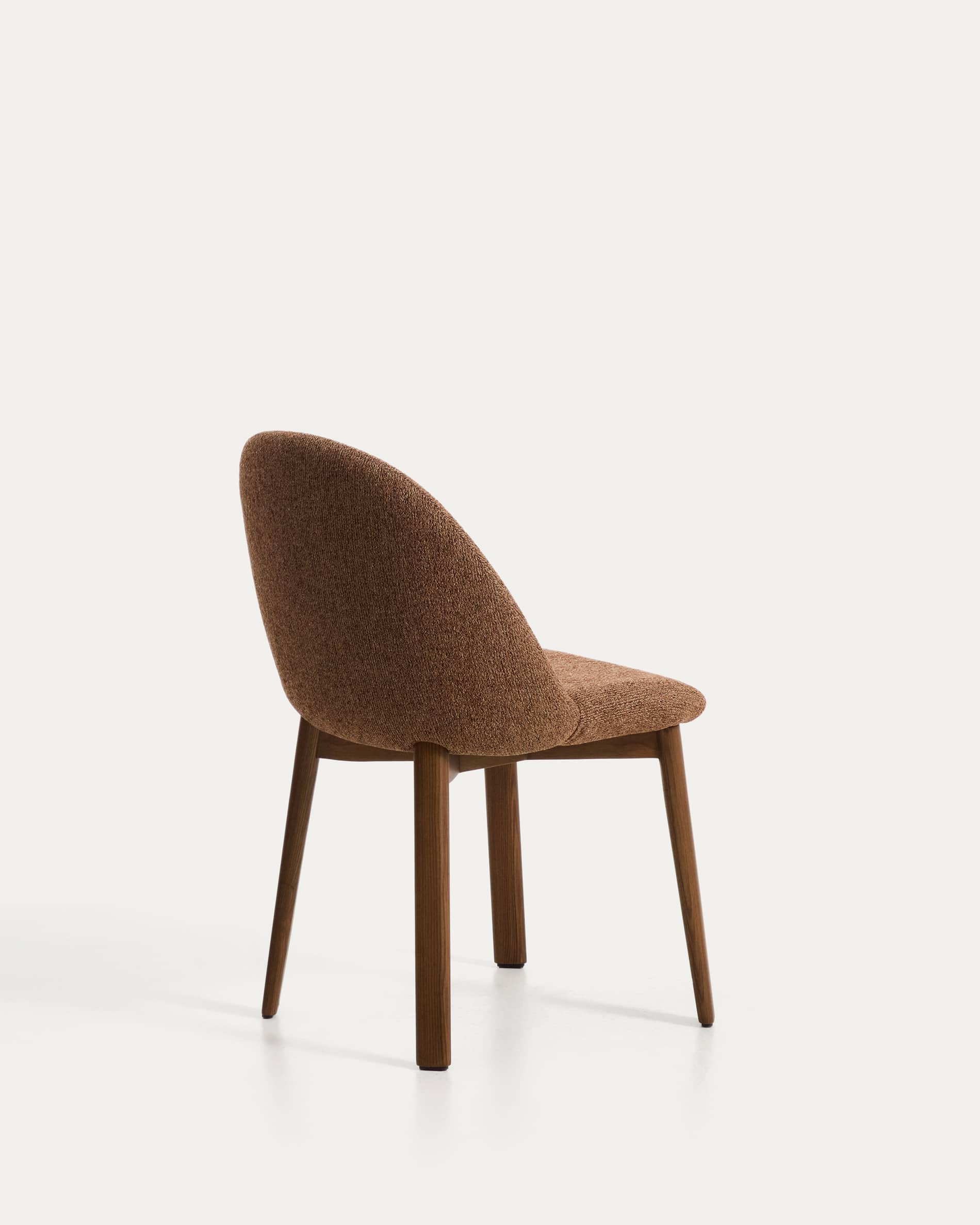 Meila chair in terracotta chenille with legs in solid ash wood with walnut finish