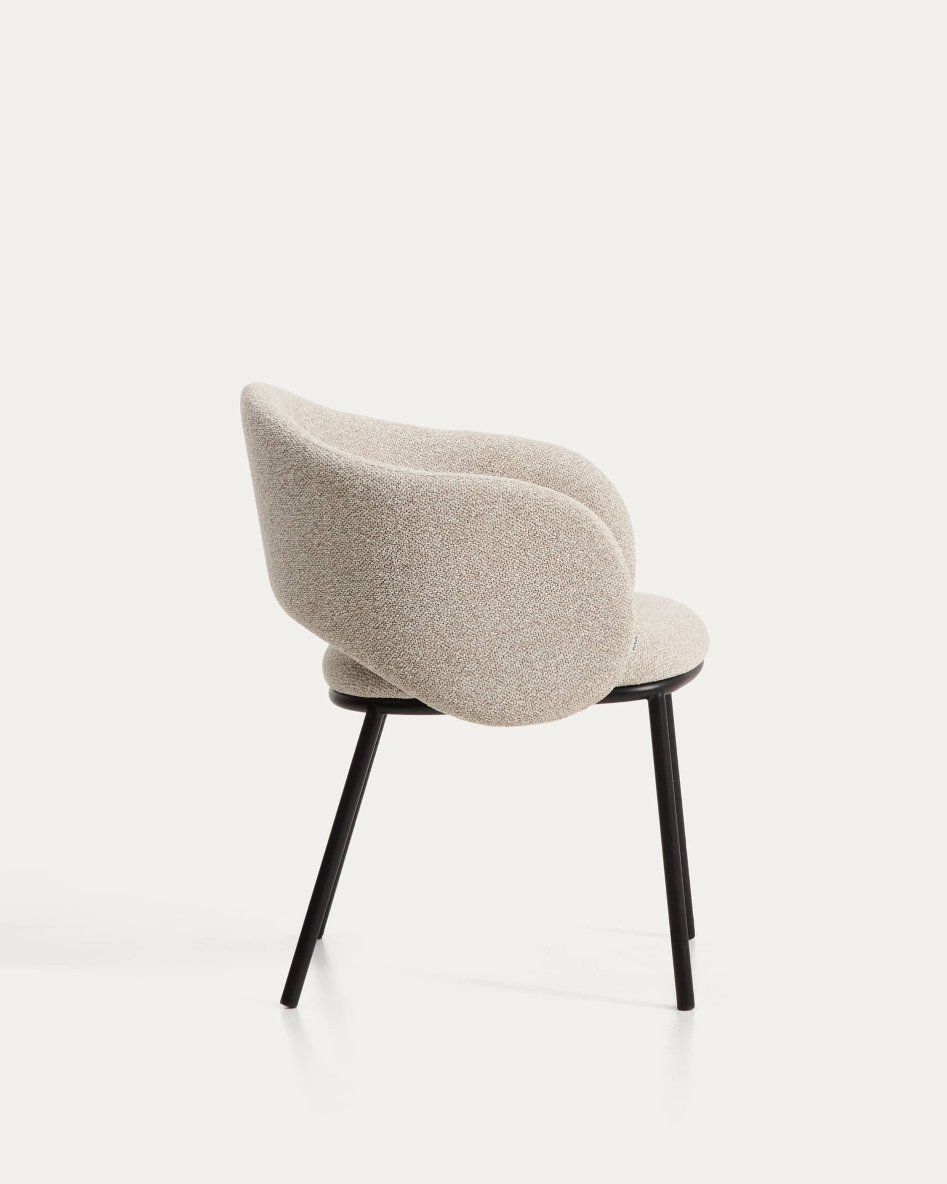 Maina chair in thick beige chenille with steel legs in a black finish, FSC Mix Credit