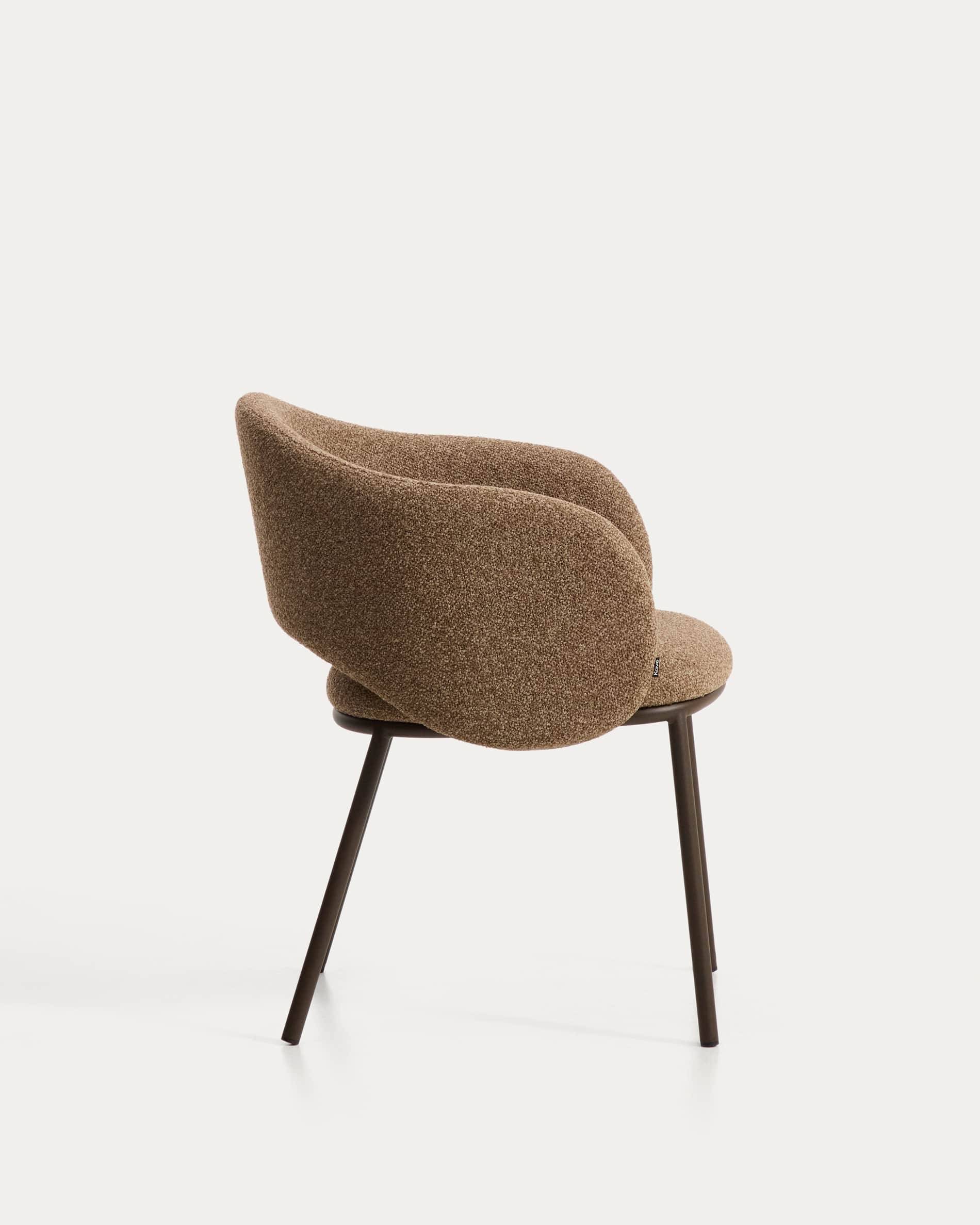 Maina chair in thick brown chenille with steel legs in a brown finish, FSC Mix Credit