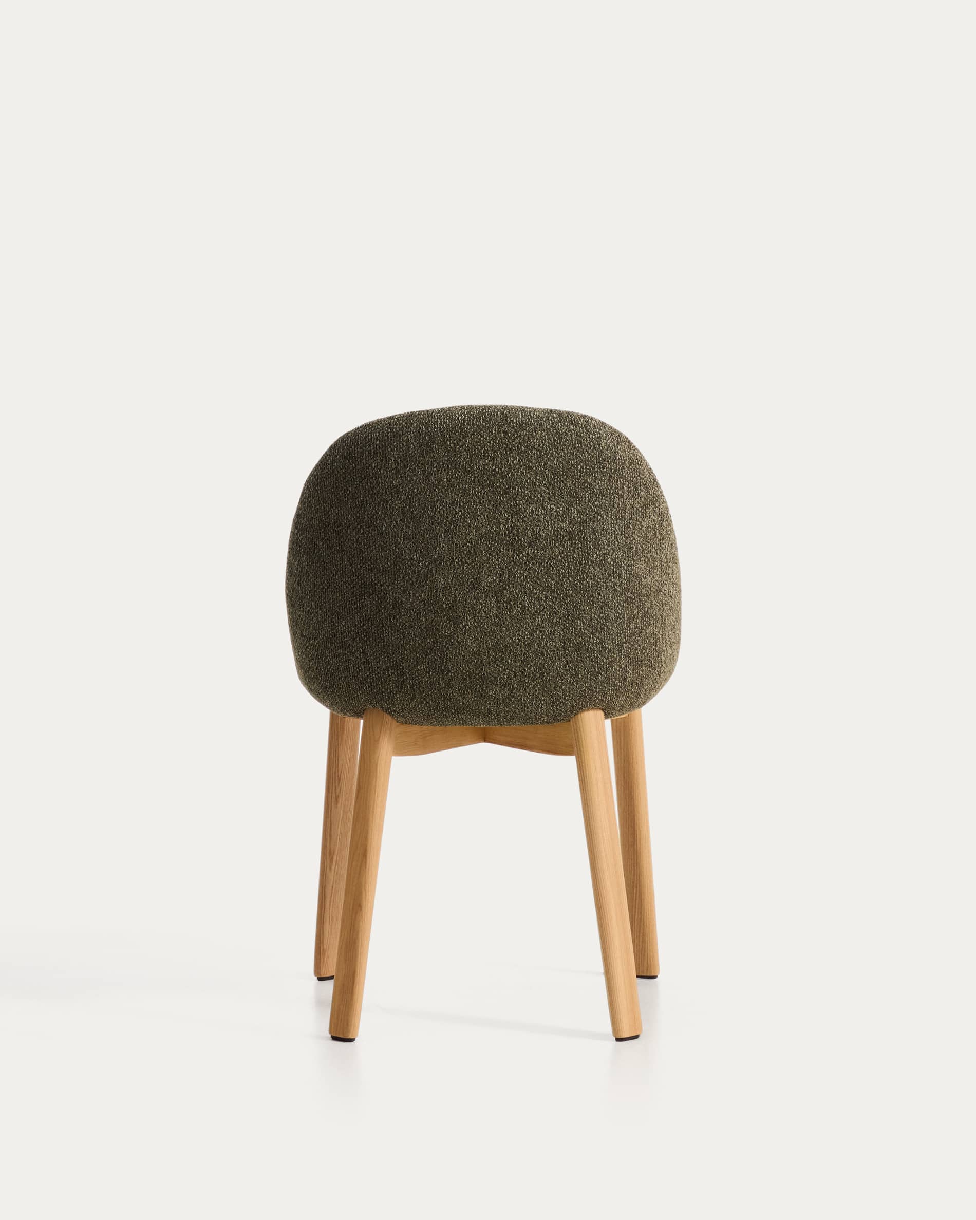 Meila chair in green chenille with legs in solid ash wood with natural finish