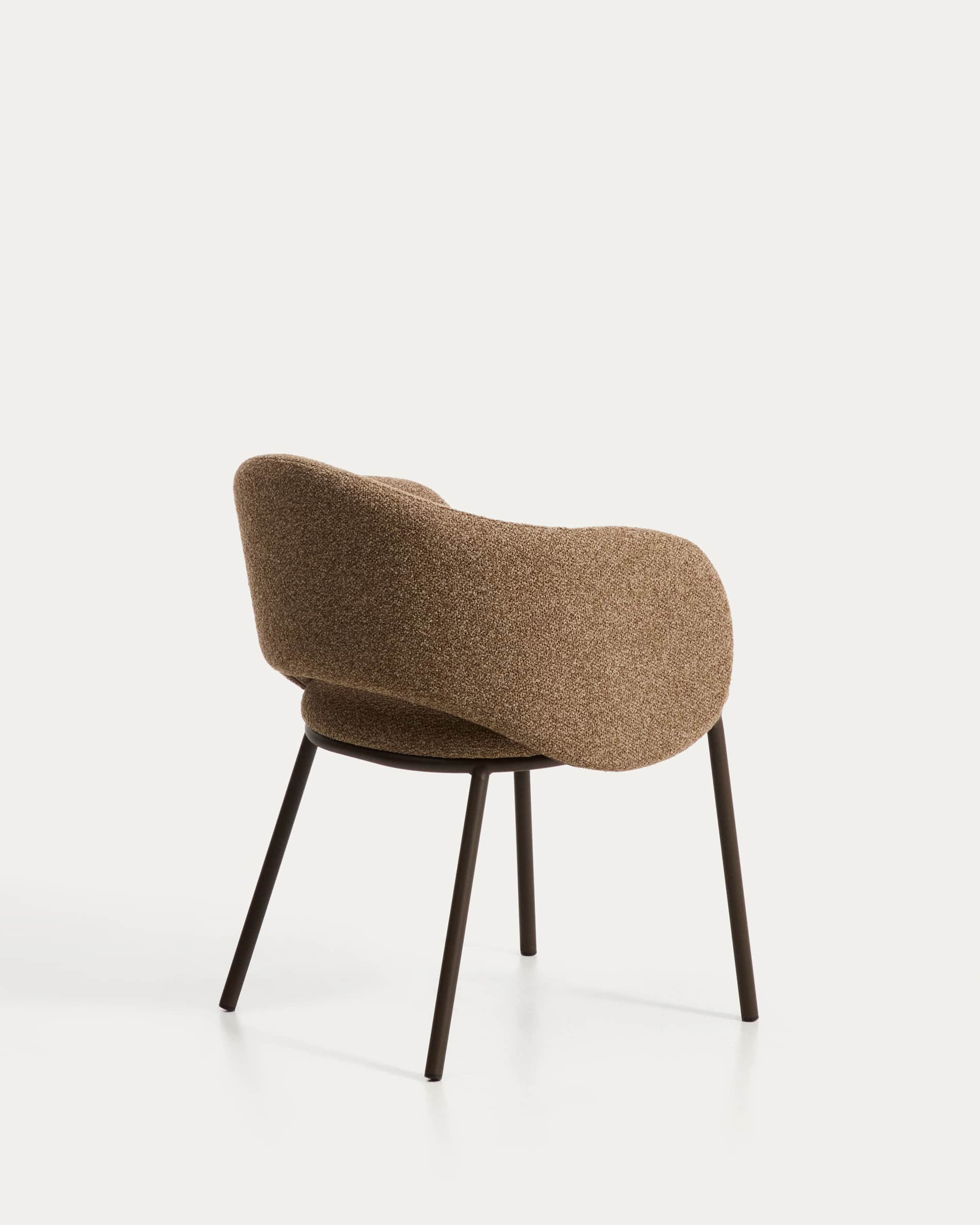 Maina chair in thick brown chenille with steel legs in a brown finish, FSC Mix Credit