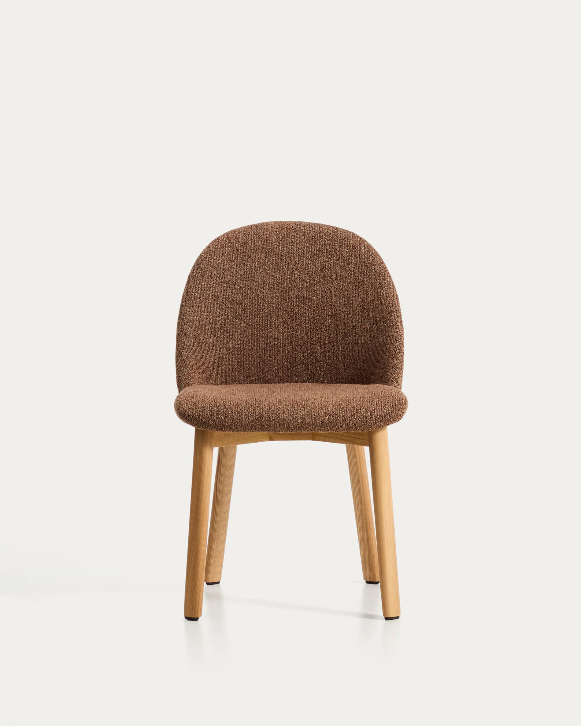 Meila chair in terracotta chenille with legs in solid ash wood with natural finish