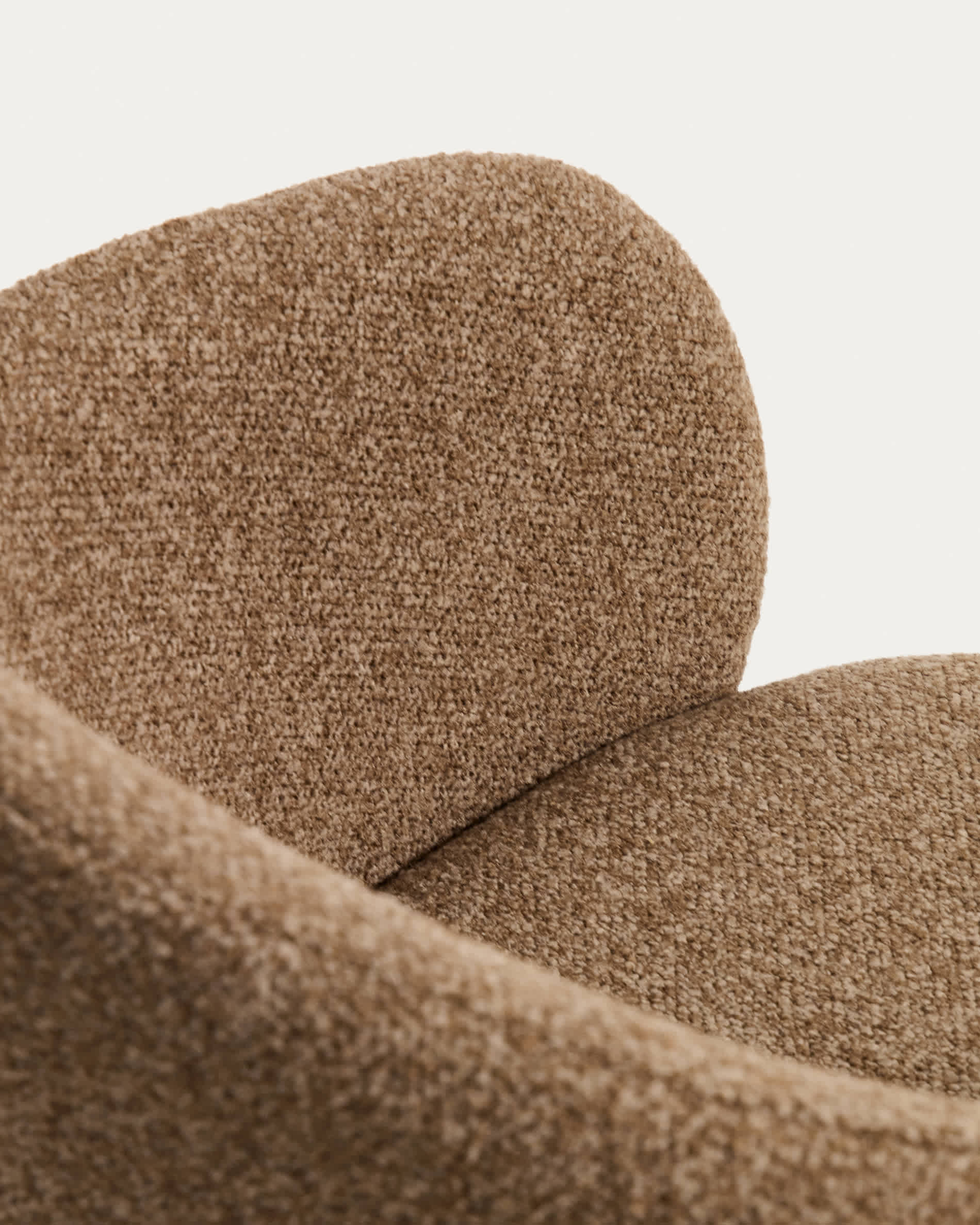 Maina chair in thick brown chenille with steel legs in a brown finish, FSC Mix Credit