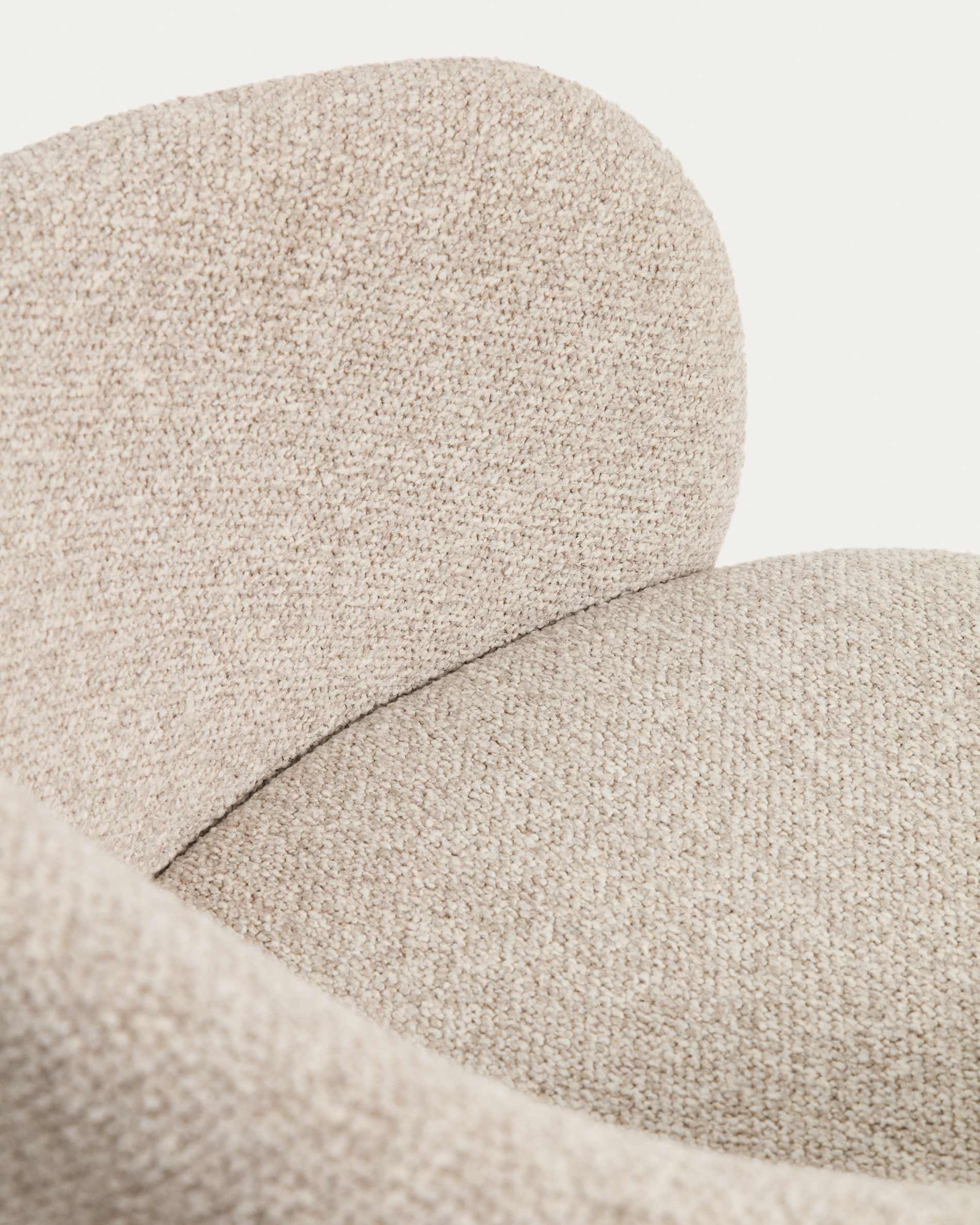 Maina chair in thick beige chenille with steel legs in a black finish, FSC Mix Credit