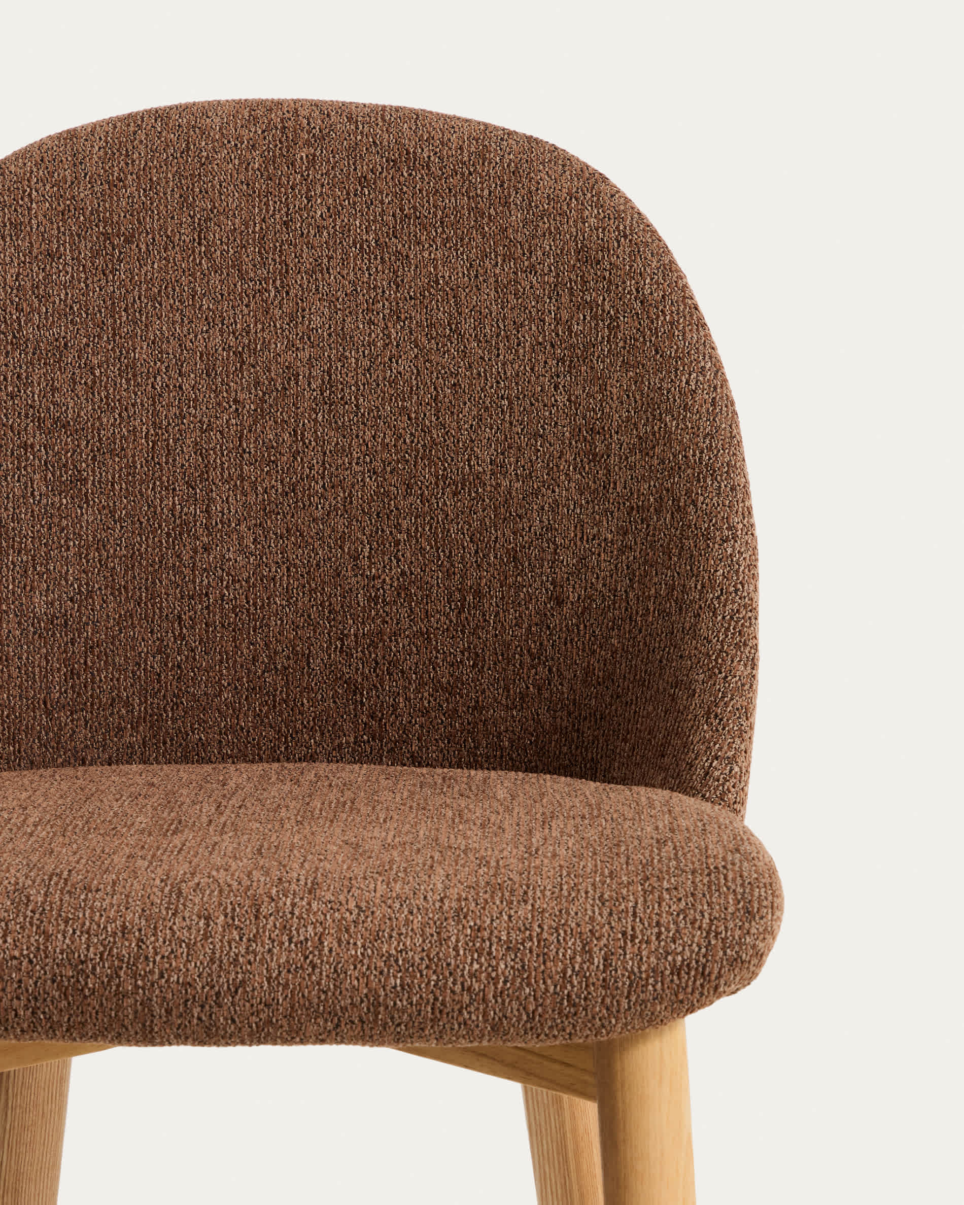 Meila chair in terracotta chenille with legs in solid ash wood with natural finish