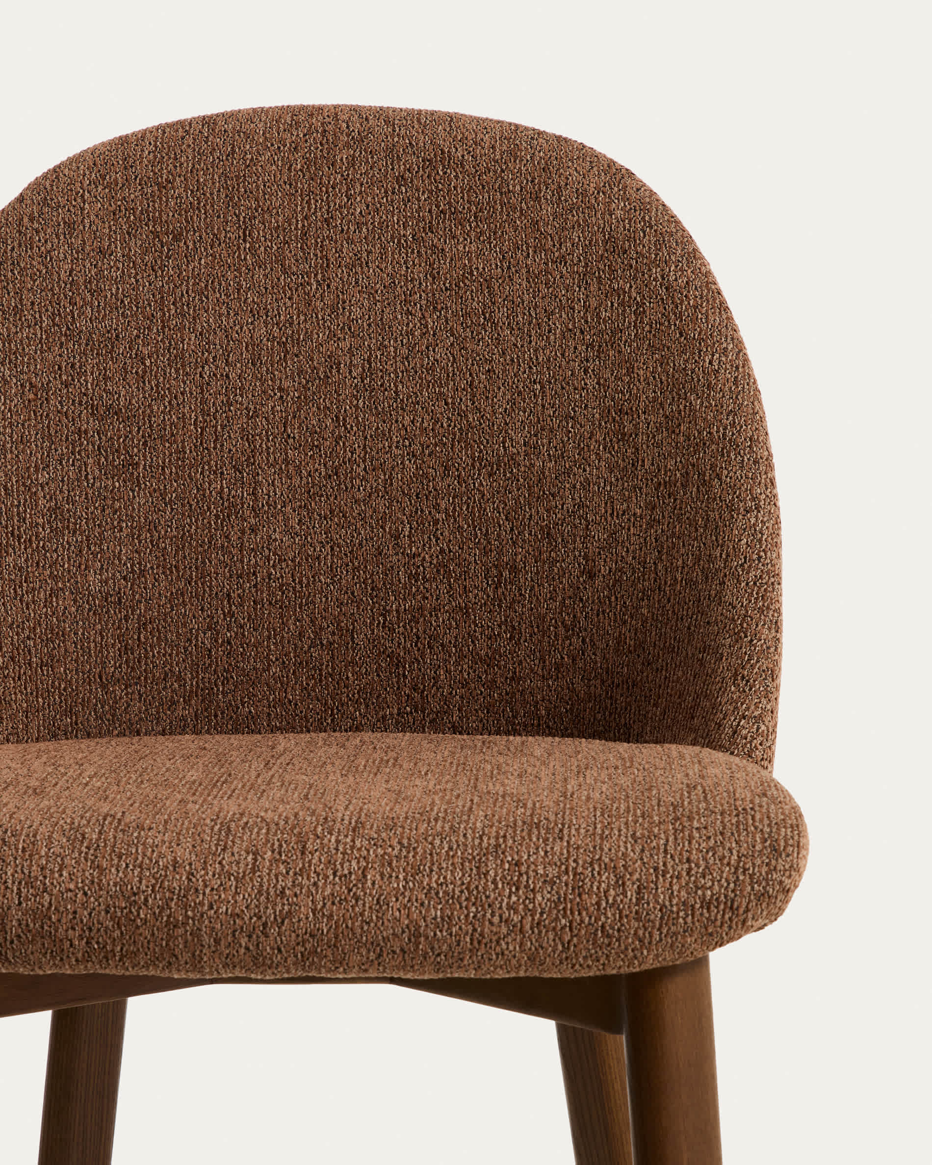 Meila chair in terracotta chenille with legs in solid ash wood with walnut finish