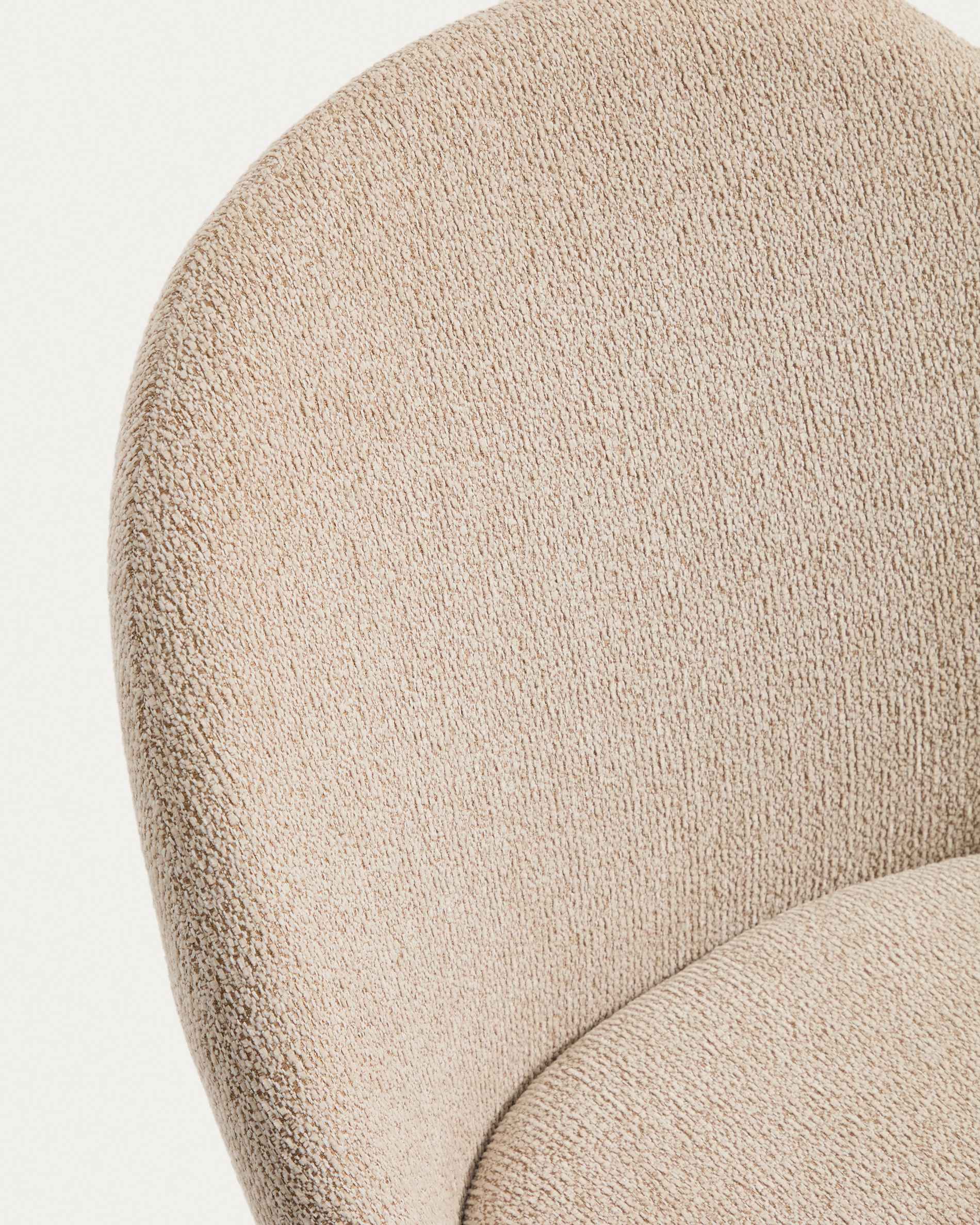 Meila chair in beige chenille with legs in solid ash wood with walnut finish
