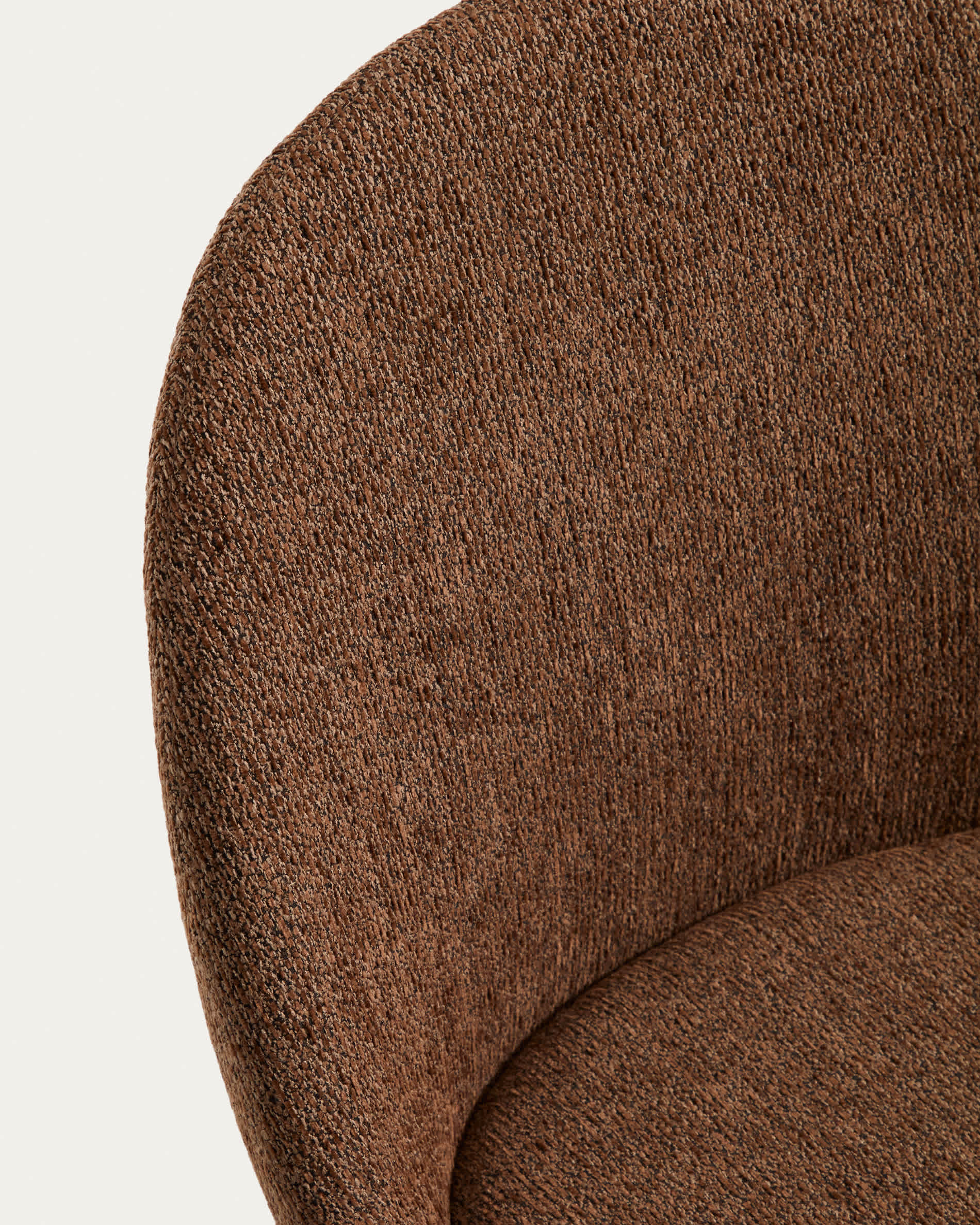 Meila chair in terracotta chenille with legs in solid ash wood with walnut finish