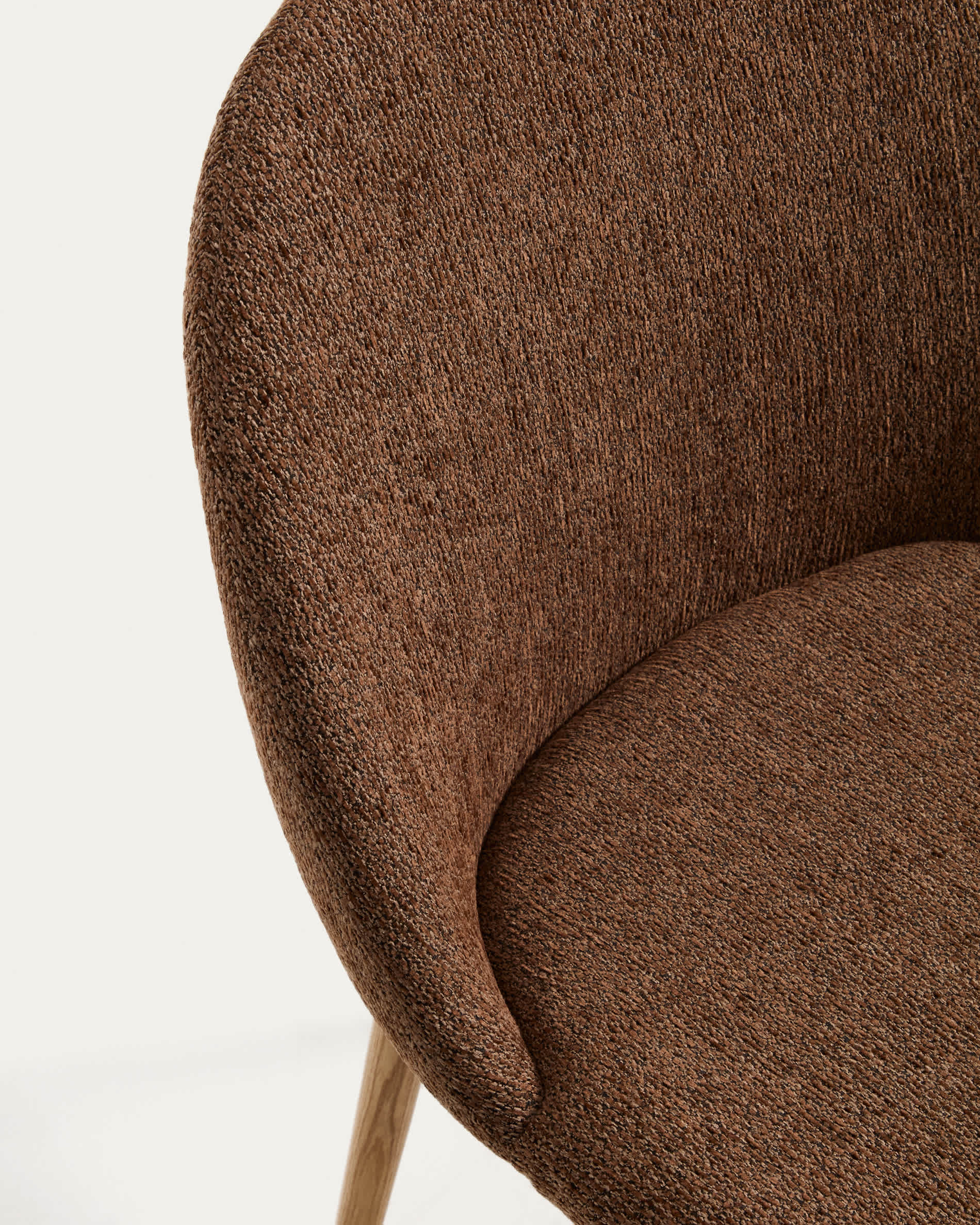Meila chair in terracotta chenille with legs in solid ash wood with natural finish