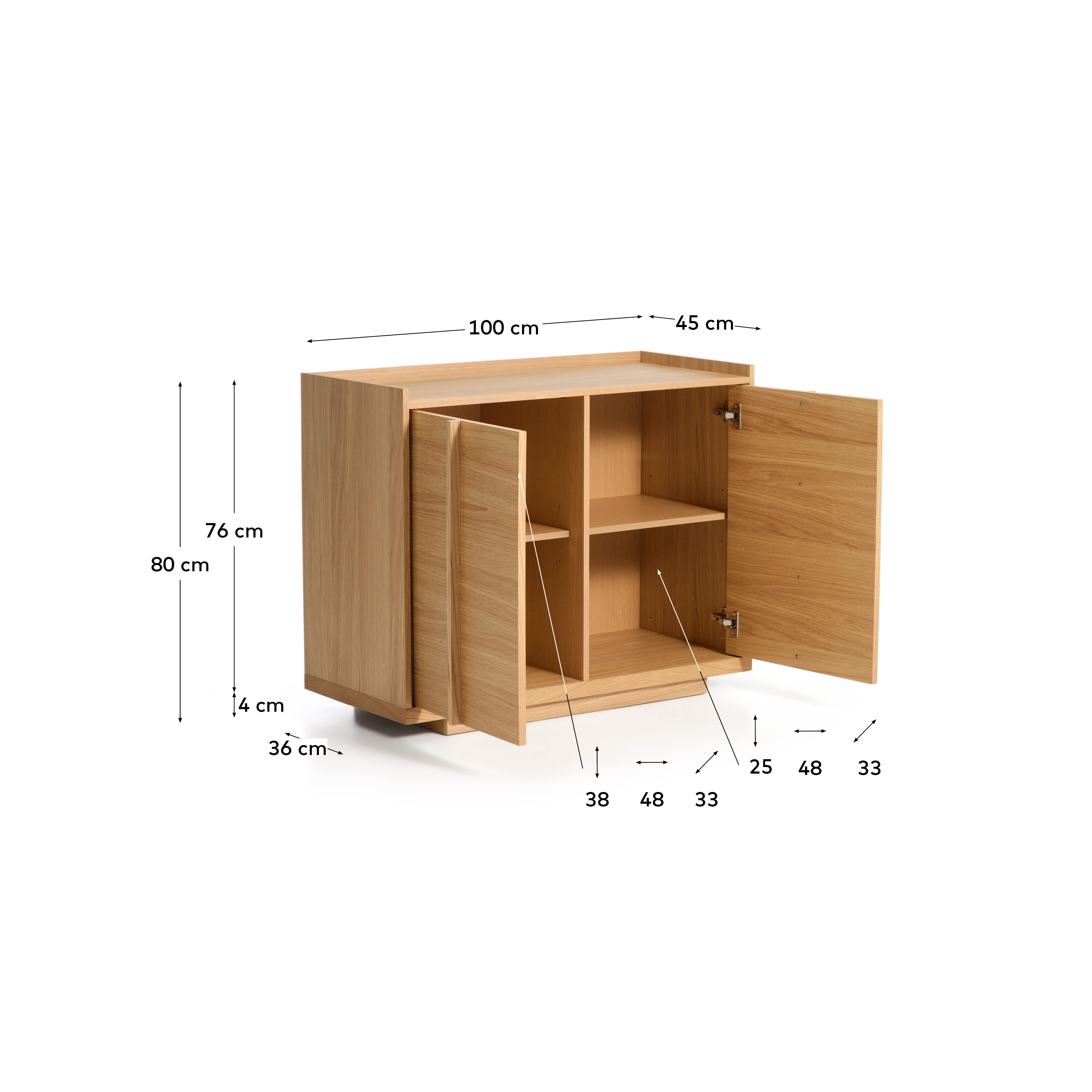 Onix sideboard with an oak veneer in a natural tone finish, 100 x 80 cm FSC Mix Credit