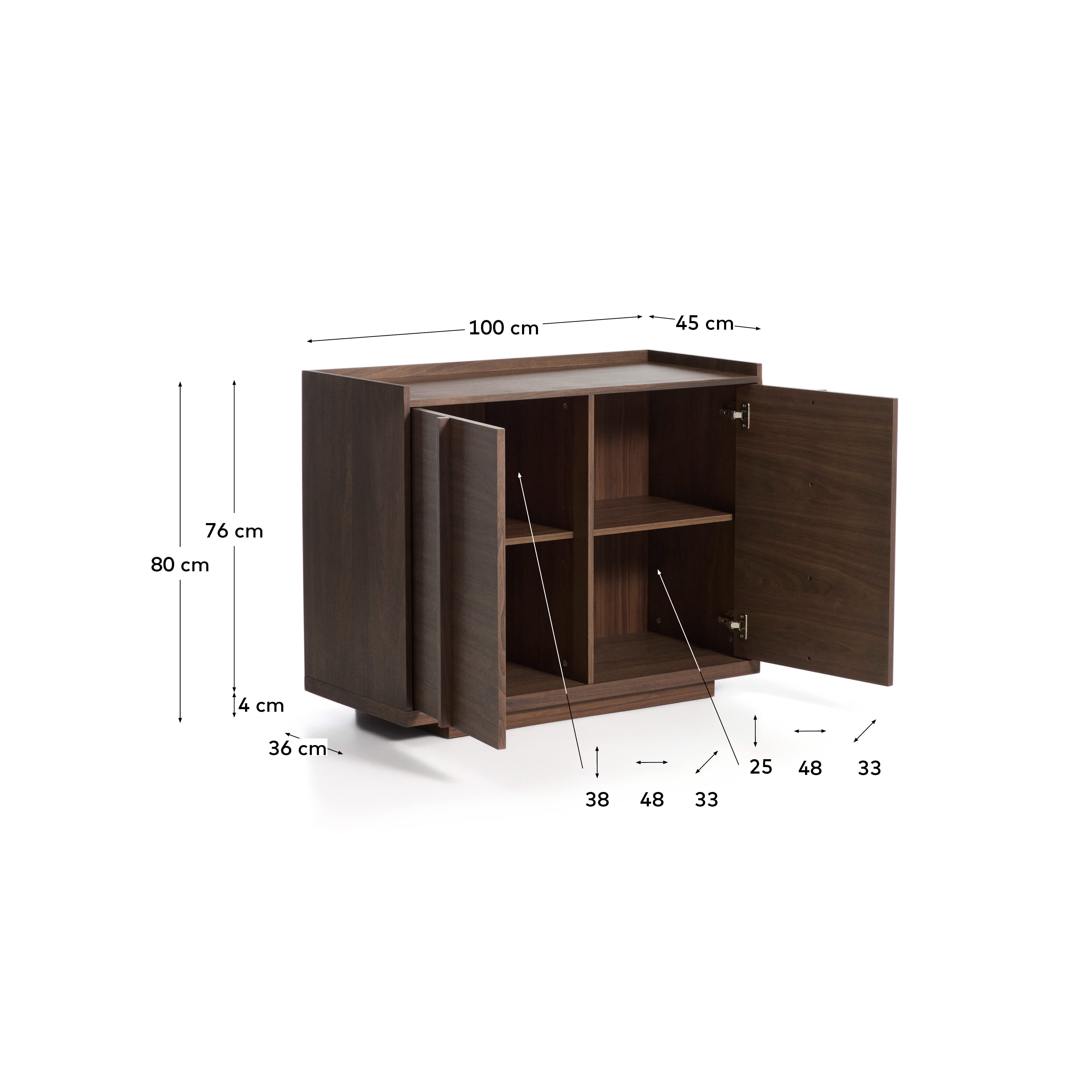 Onix sideboard with a walnut veneer in a dark finish, 100 x 80 cm FSC Mix Credit