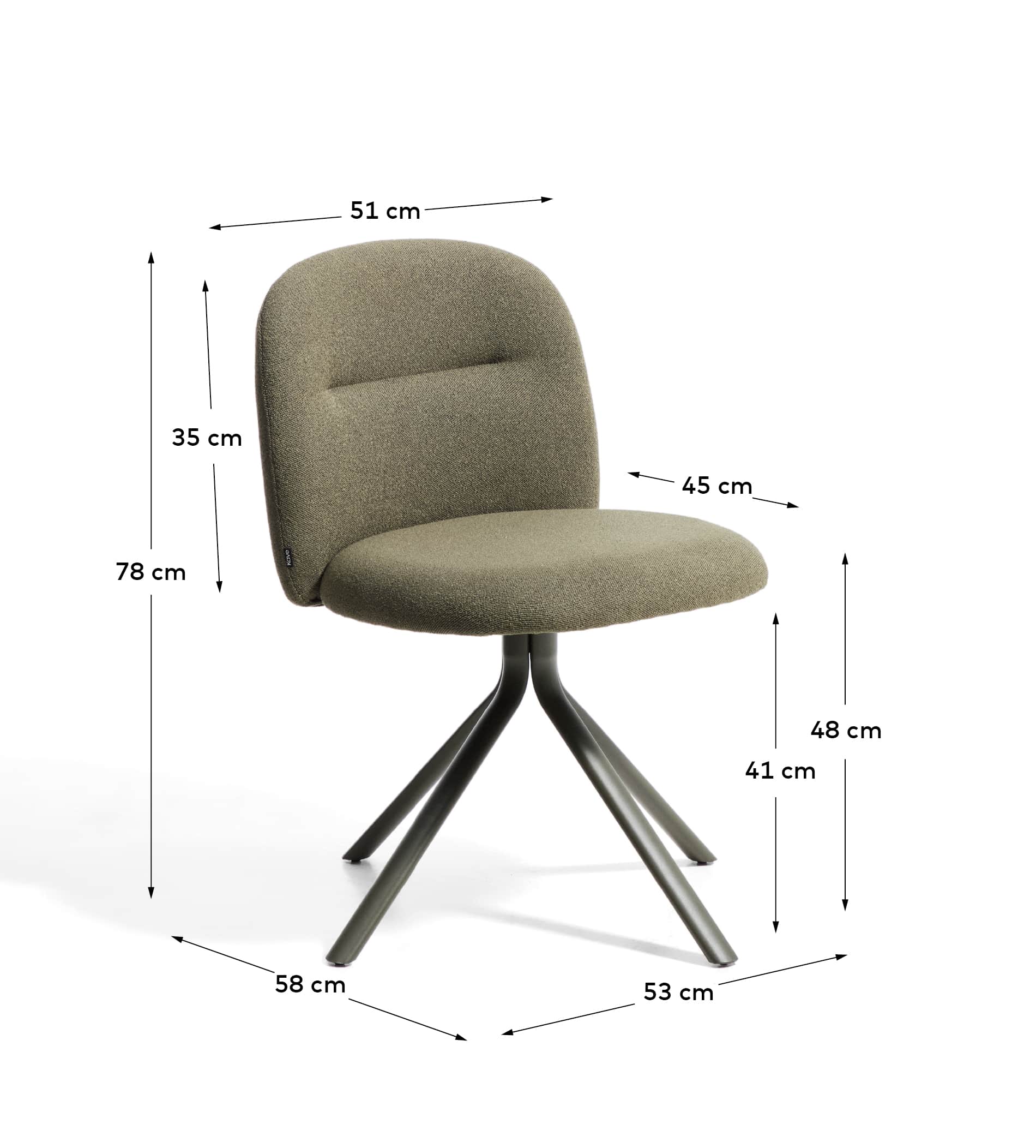 Arino green chenille swivel chair with green metal legs FSC 100%
