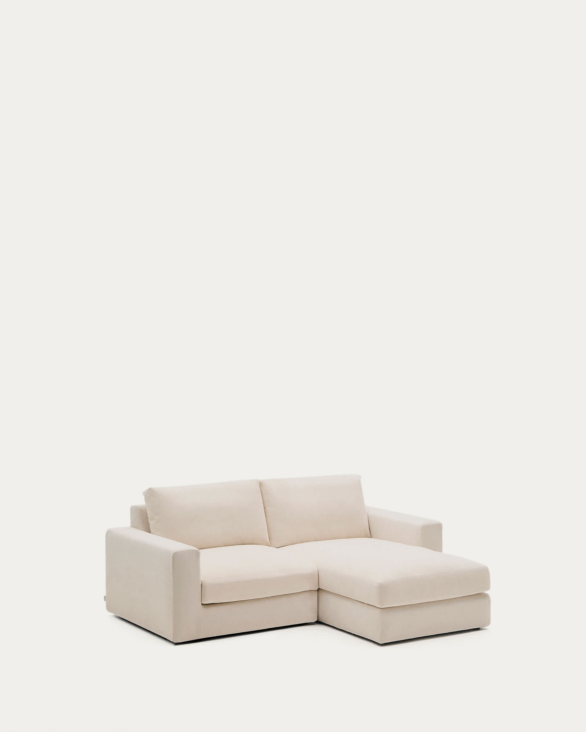 Alea beige chenille 3-seater modular sofa with right chaise longue and removable cover 220cm