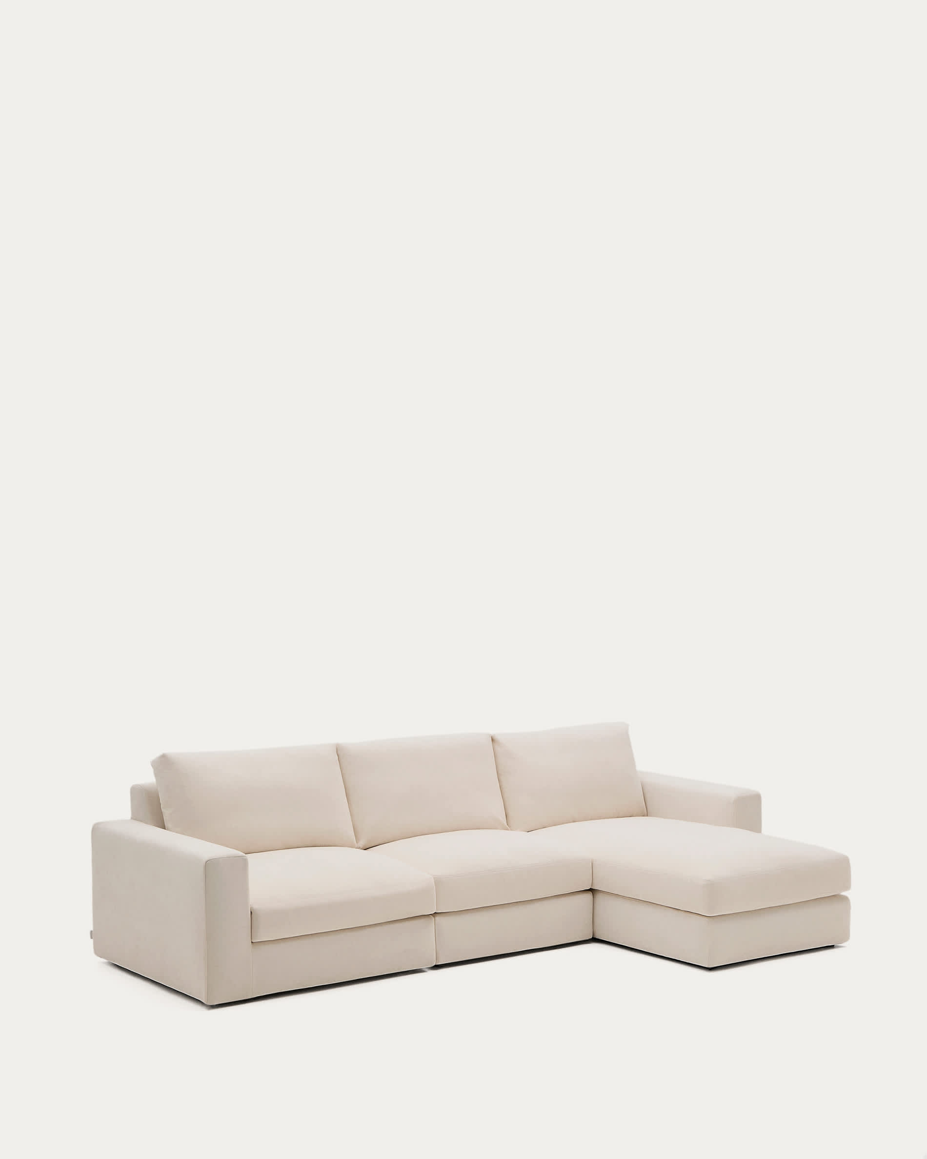Alea beige chenille 4-seater modular sofa with right chaise longue and removable cover 310cm