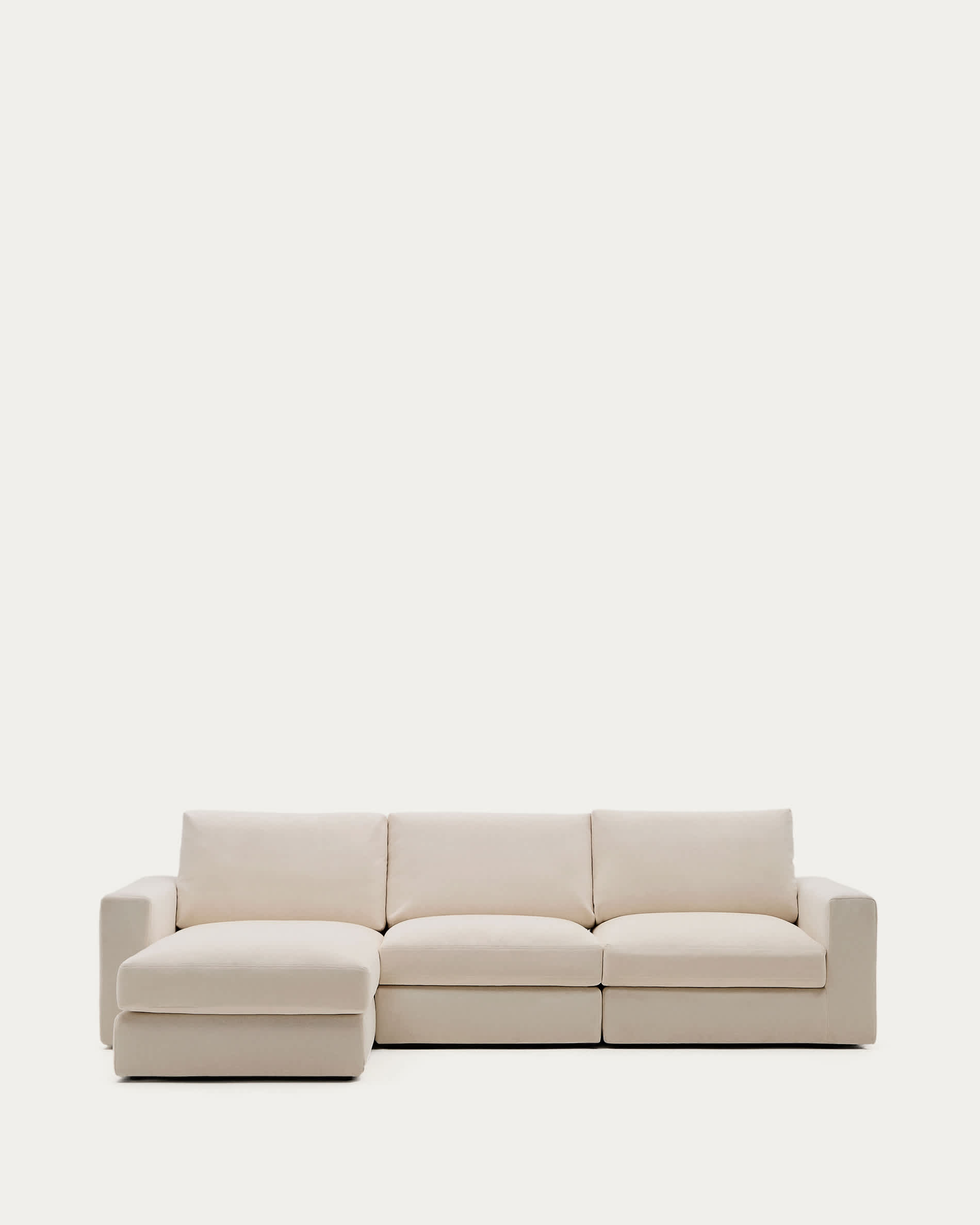 Alea beige chenille 4-seater modular sofa with left chaise longue and removable cover 310cm