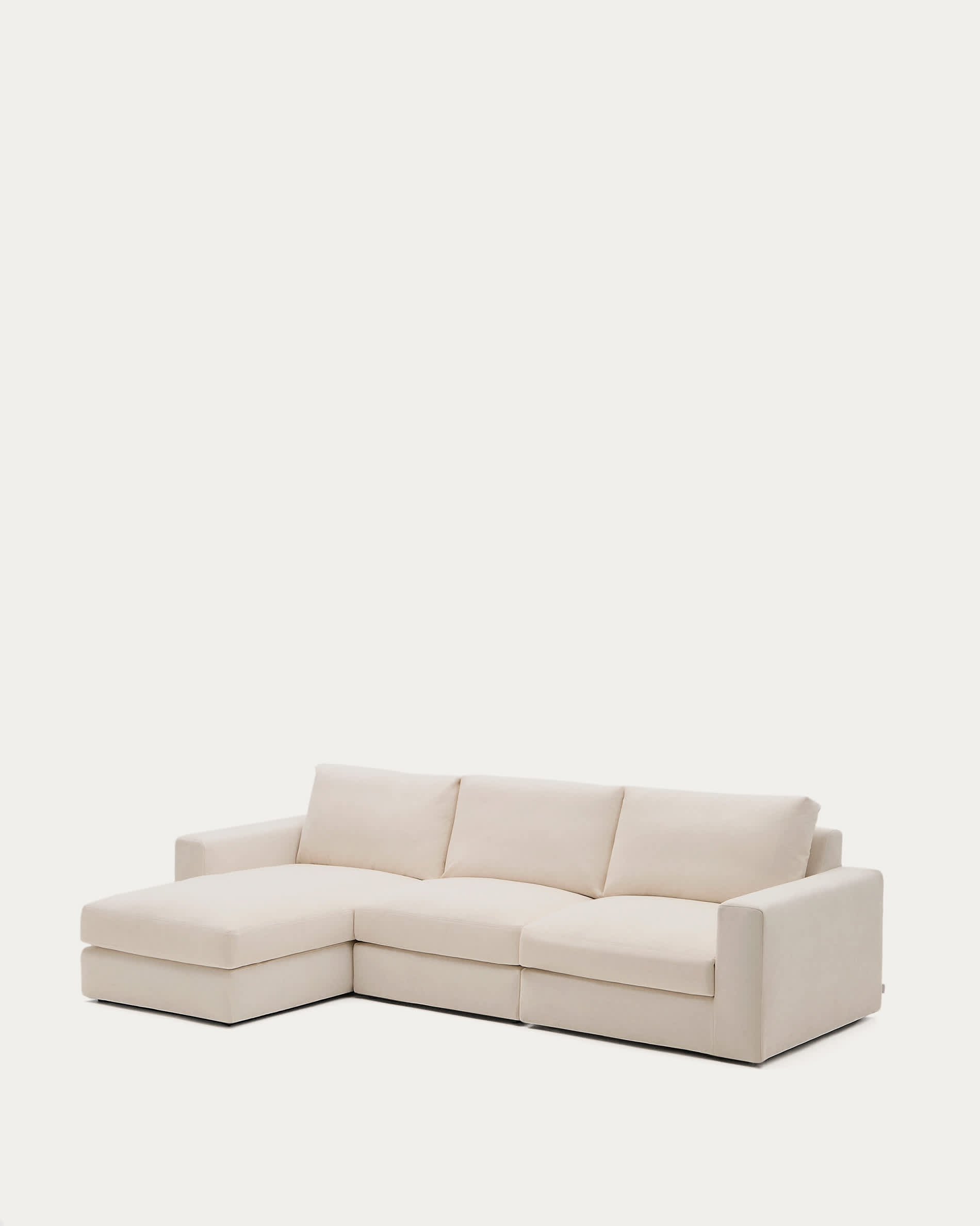Alea beige chenille 4-seater modular sofa with left chaise longue and removable cover 310cm