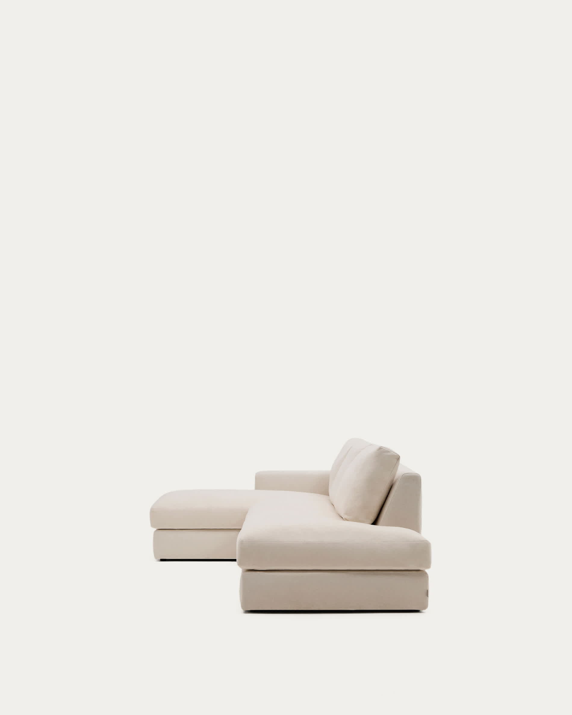 Alea beige chenille 5-seater modular sofa with left chaise longue and removable cover 340cm
