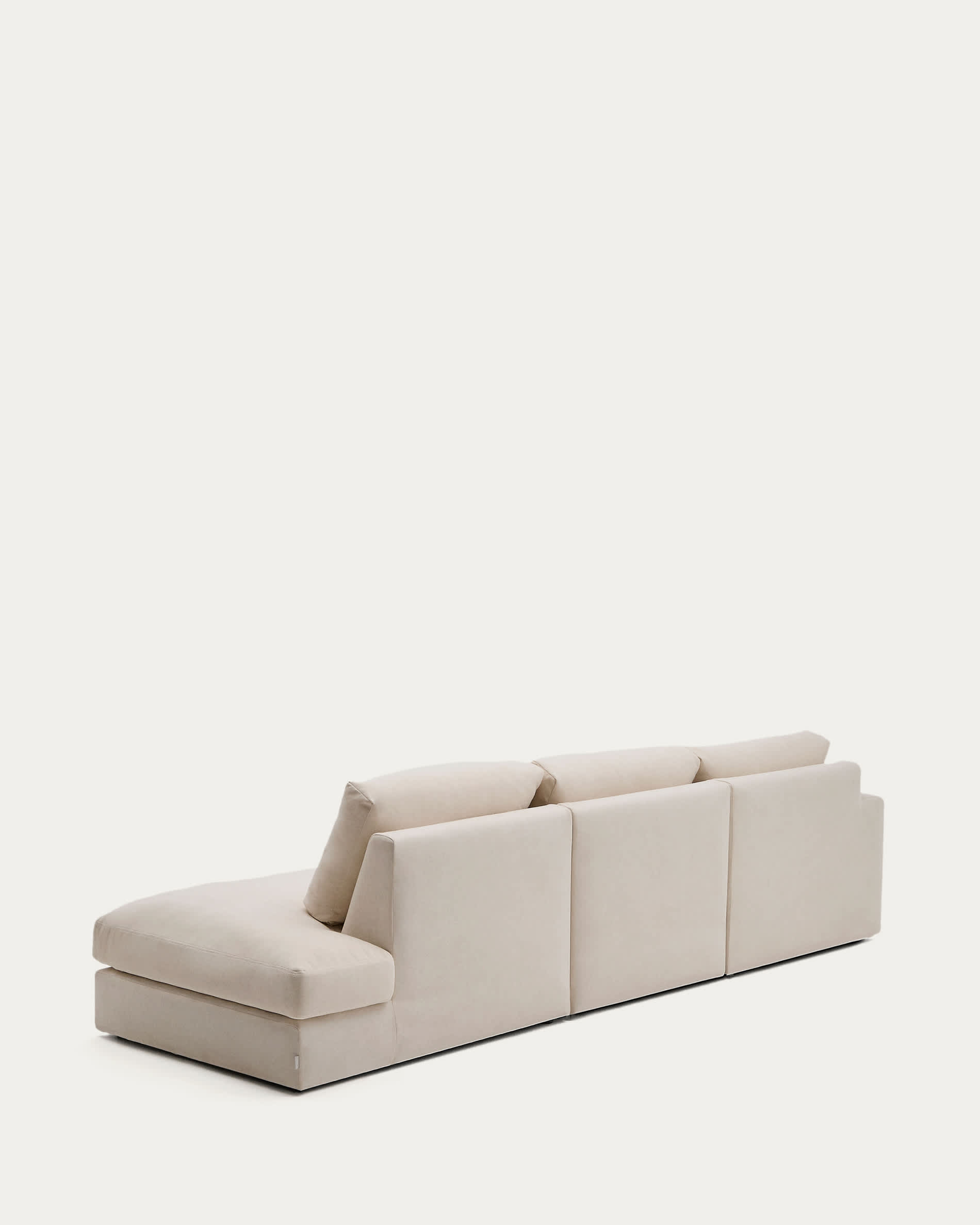 Alea beige chenille 5-seater modular sofa with left chaise longue and removable cover 340cm