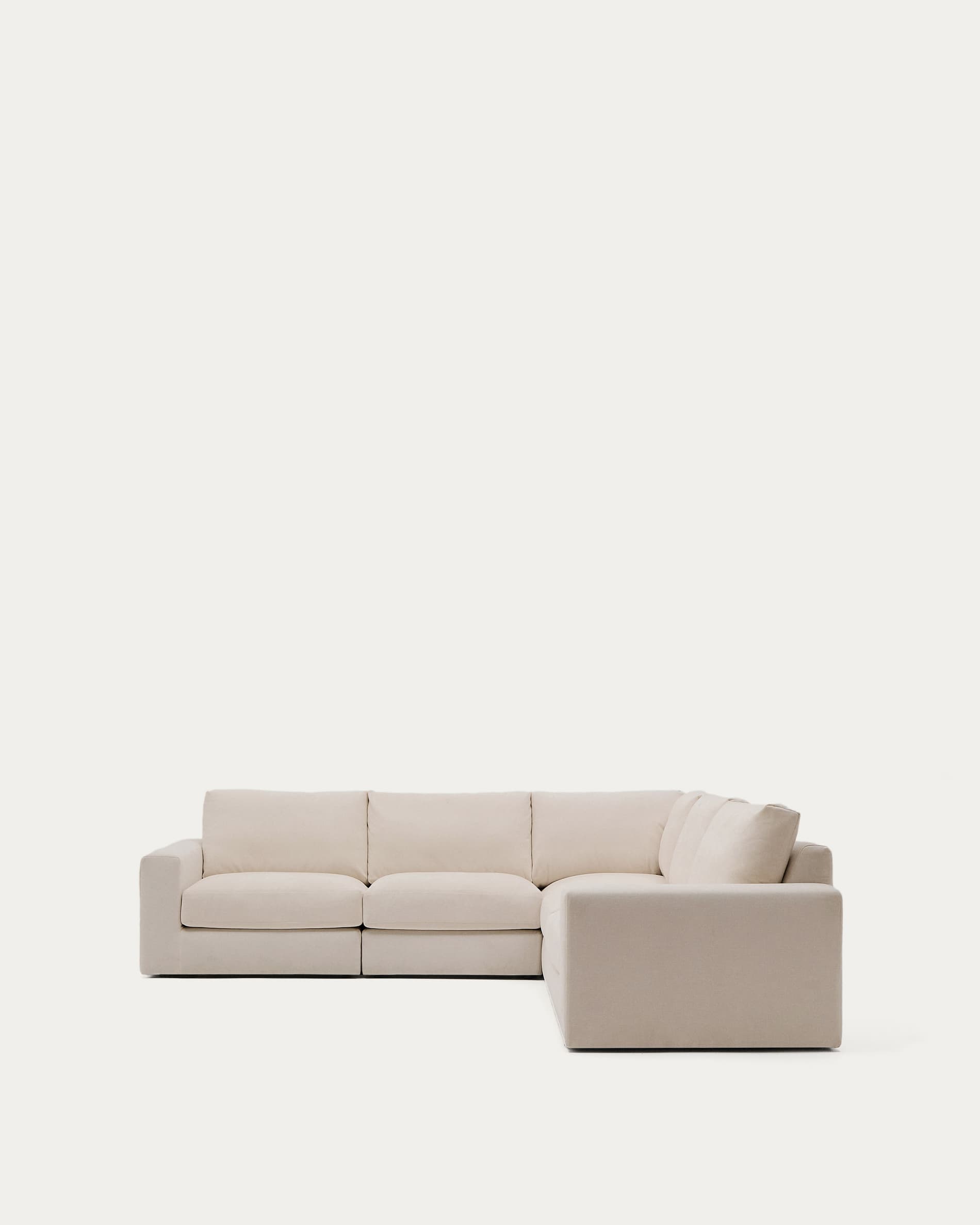 Alea 5-seater modular corner sofa with removable cover in beige chenille 310 x 310cm