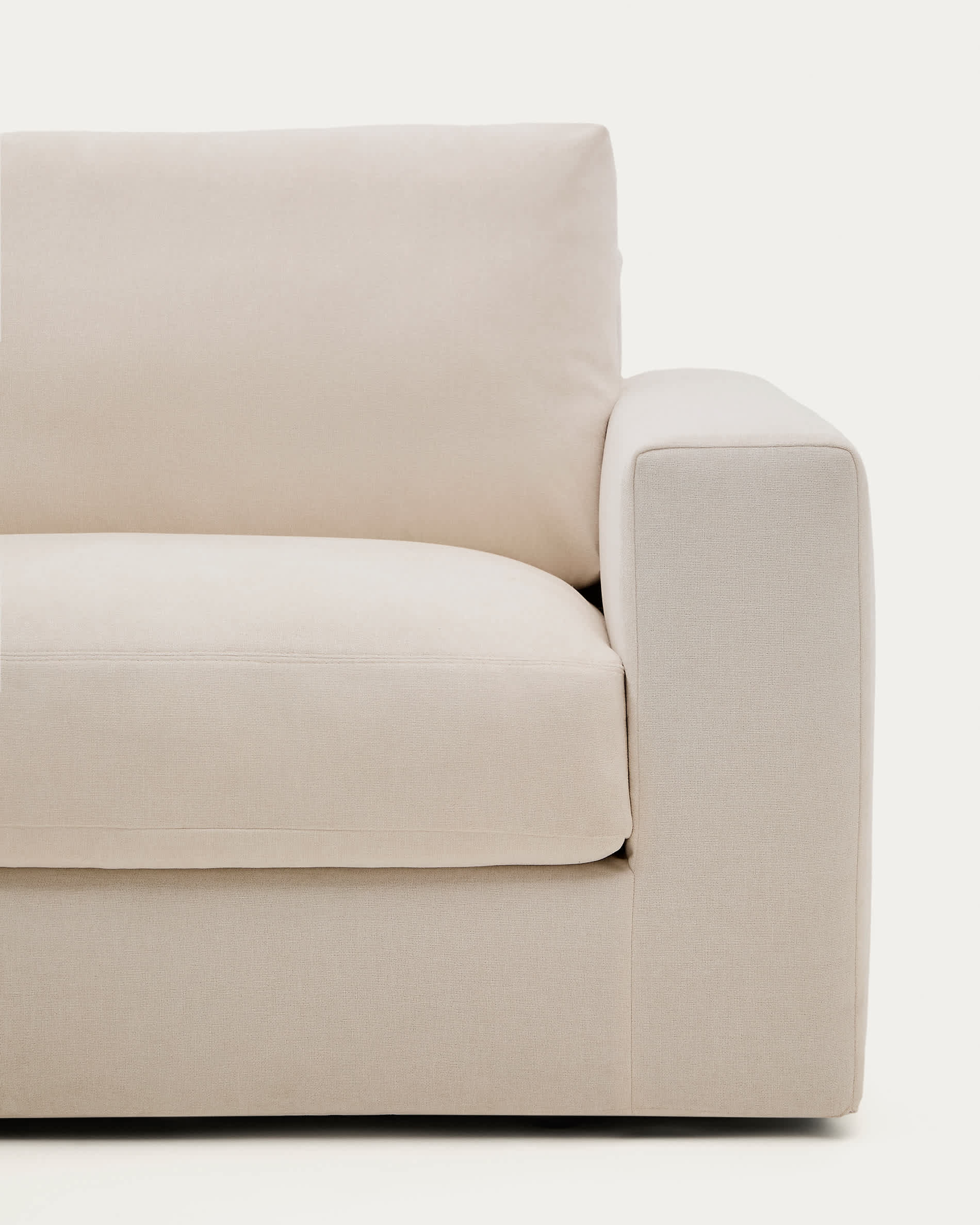 Alea beige chenille 3-seater modular sofa with removable cover 220cm