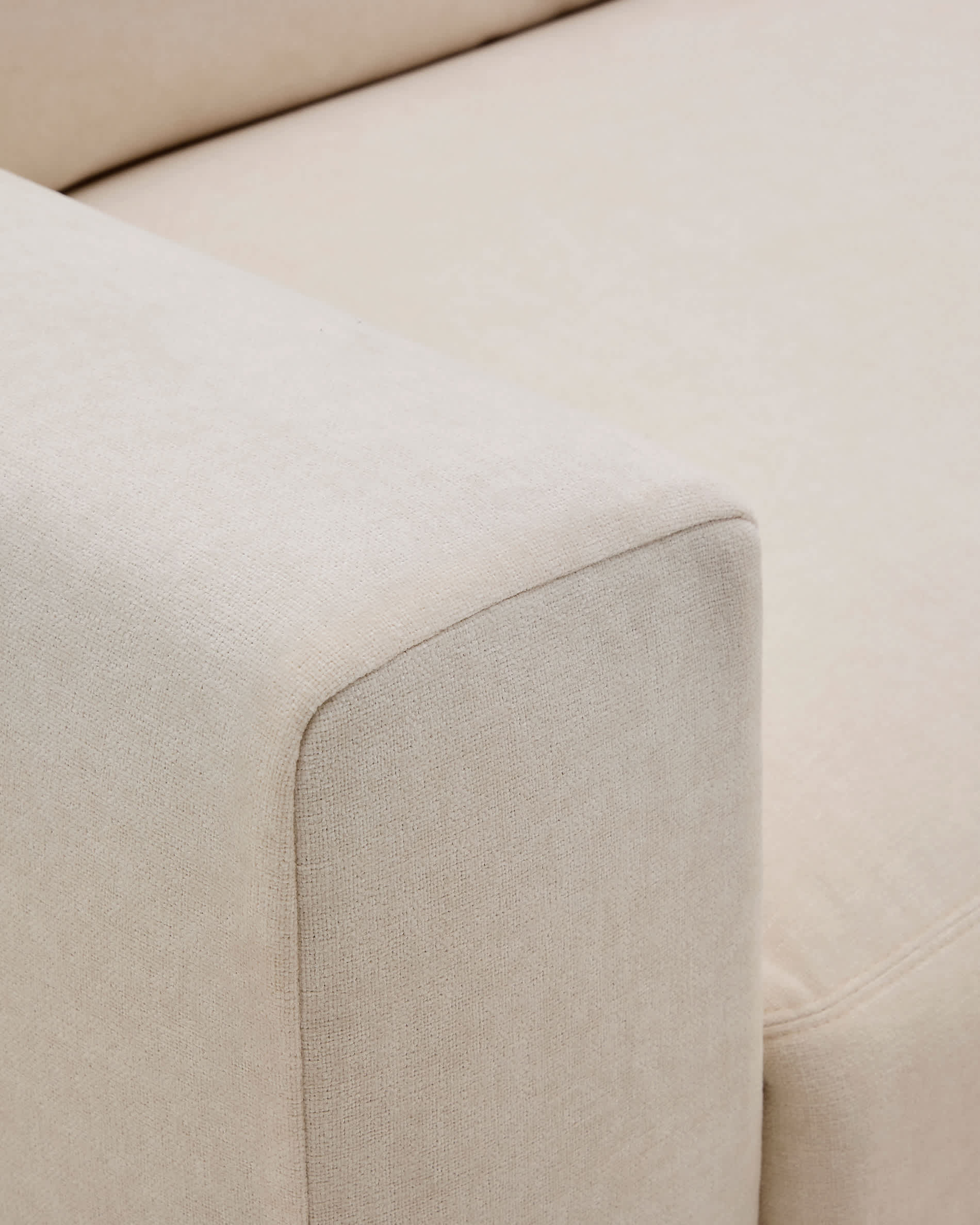 Alea beige chenille 3-seater modular sofa with right chaise longue and removable cover 220cm