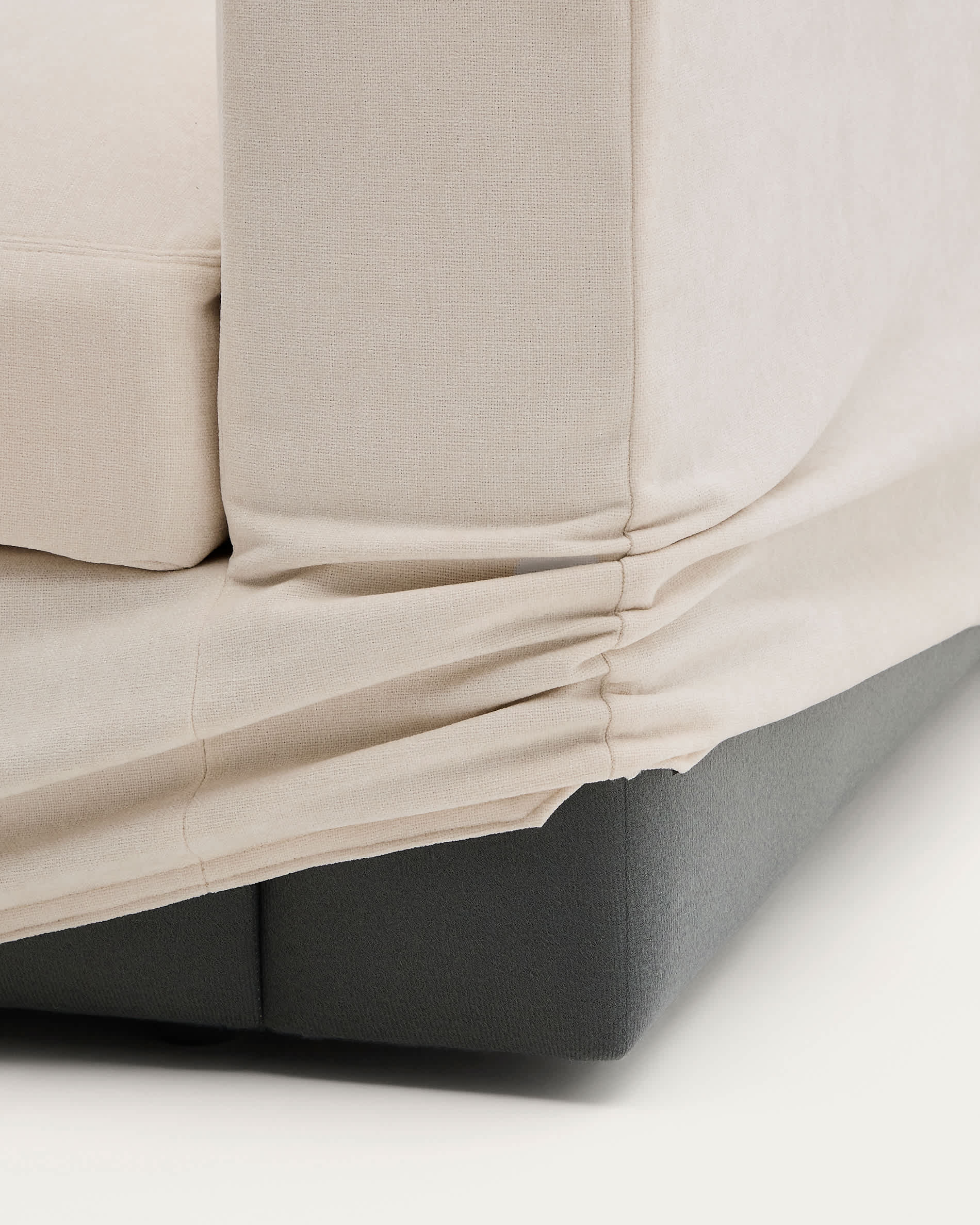 Alea beige chenille 3-seater modular sofa with left chaise longue and removable cover 220cm