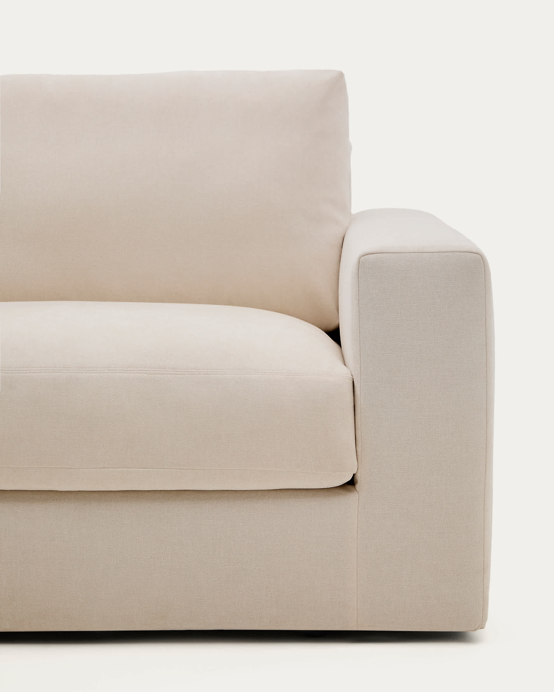 Alea beige chenille 3-seater modular sofa with left chaise longue and removable cover 220cm