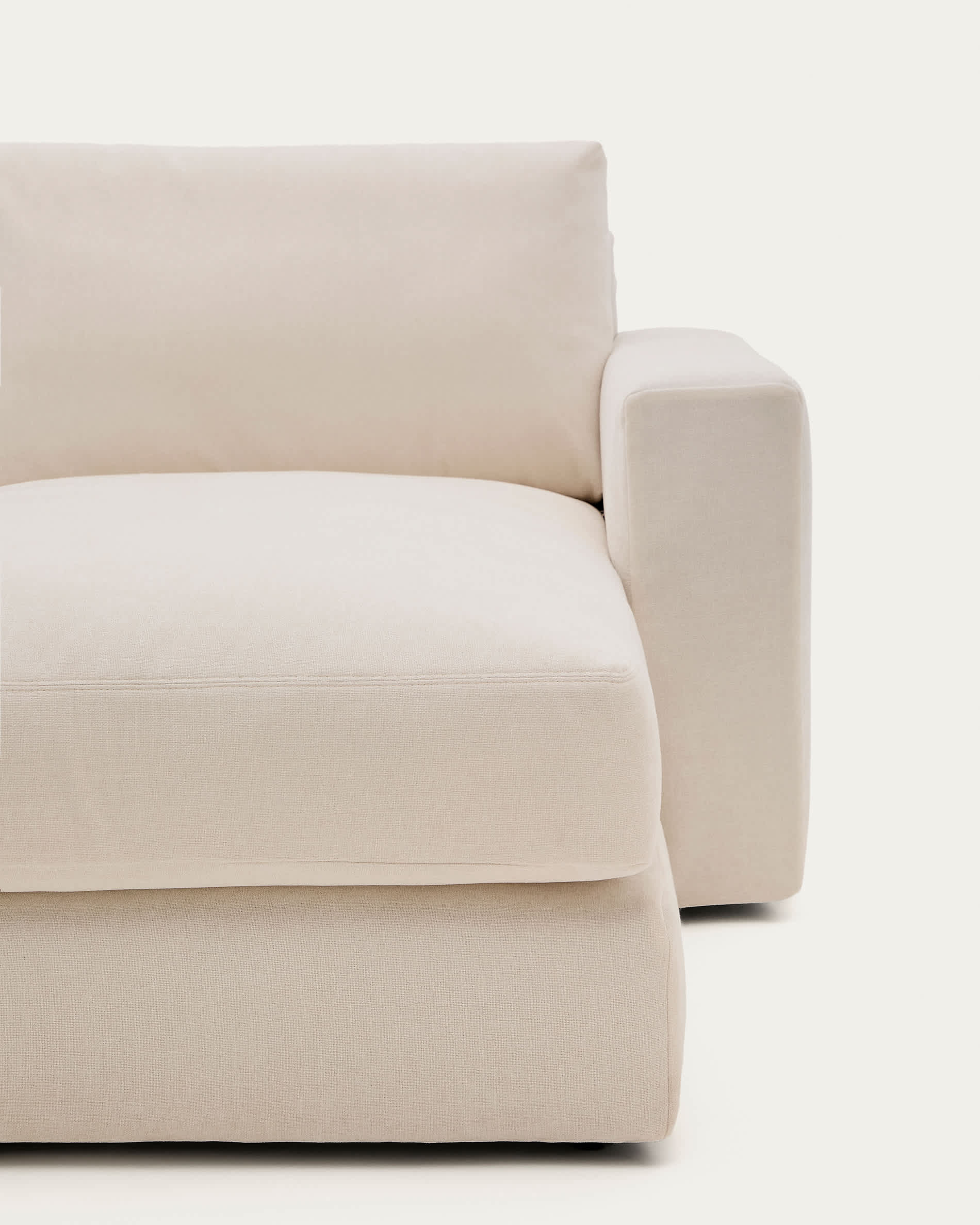 Alea beige chenille 4-seater modular sofa with right chaise longue and removable cover 310cm