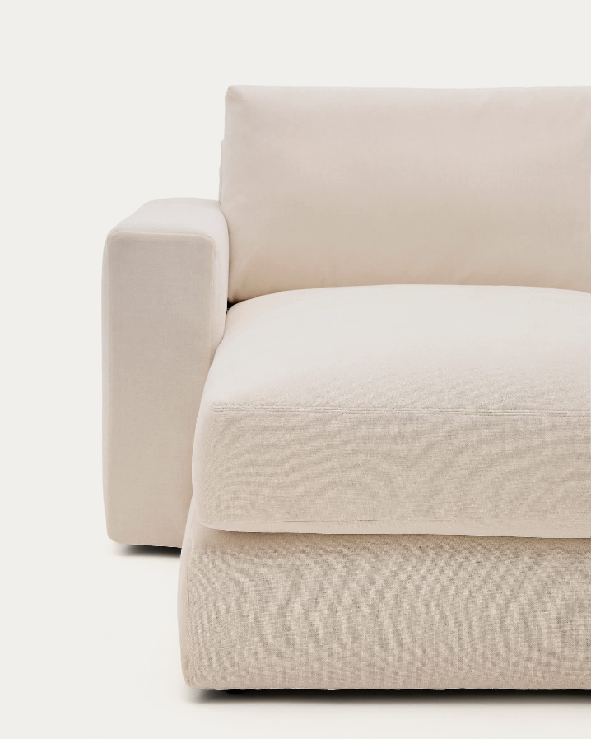 Alea beige chenille 4-seater modular sofa with left chaise longue and removable cover 310cm