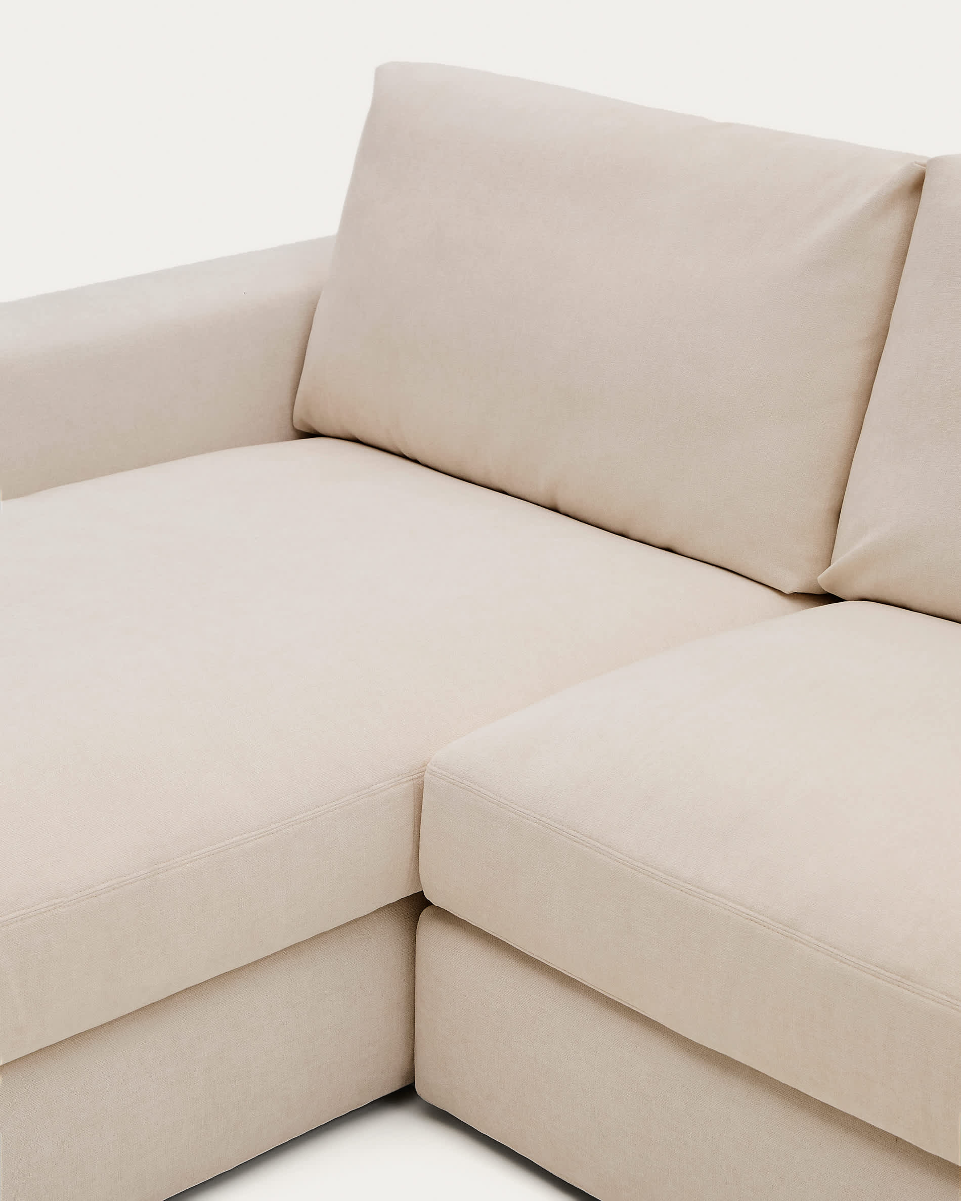Alea beige chenille 4-seater modular sofa with left chaise longue and removable cover 310cm