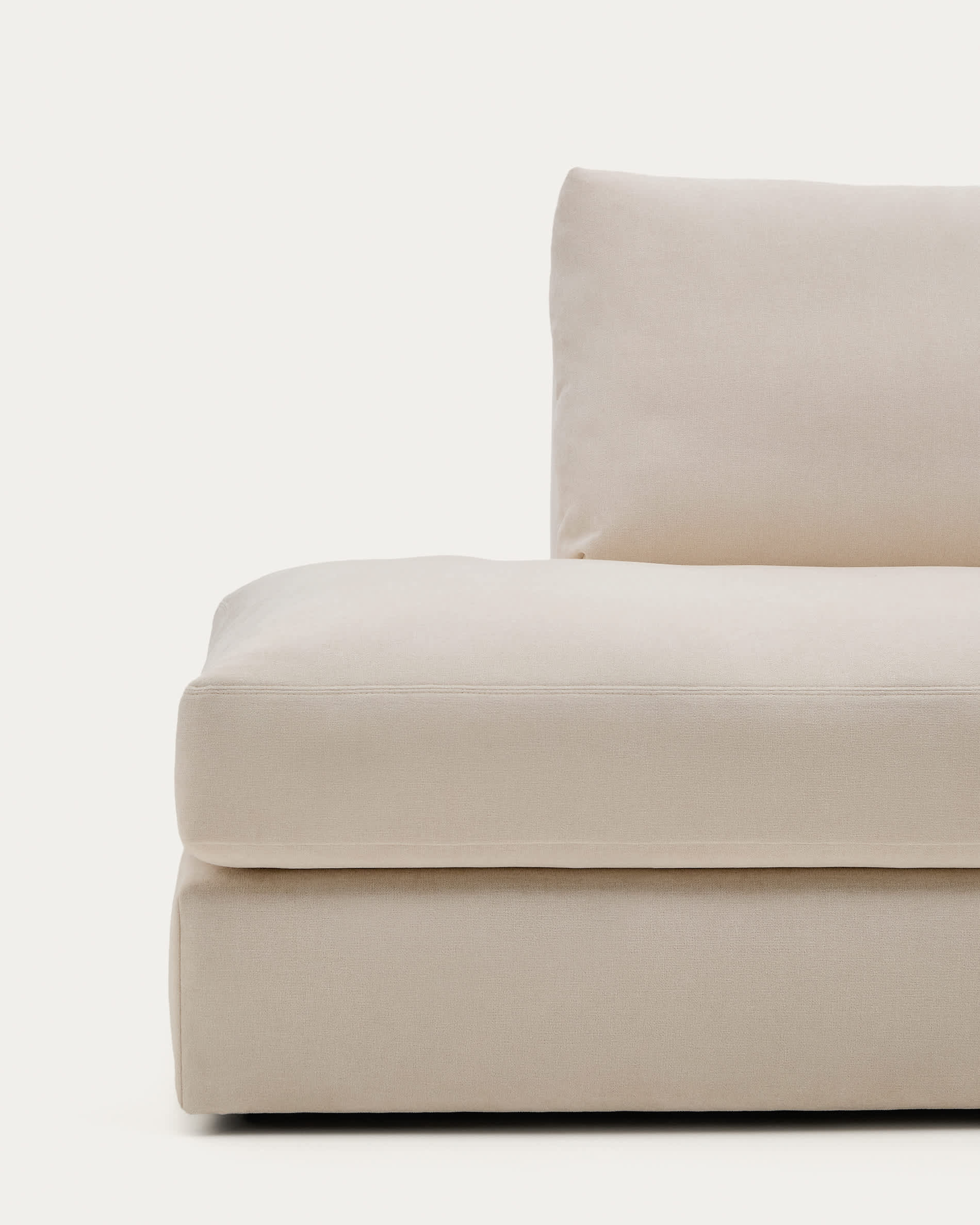 Alea beige chenille 5-seater modular sofa with right chaise longue and removable cover 340cm